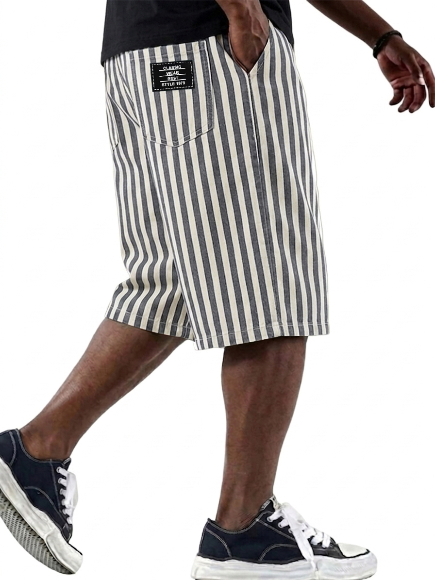 Fashionable and Versatile Striped Basic Shorts