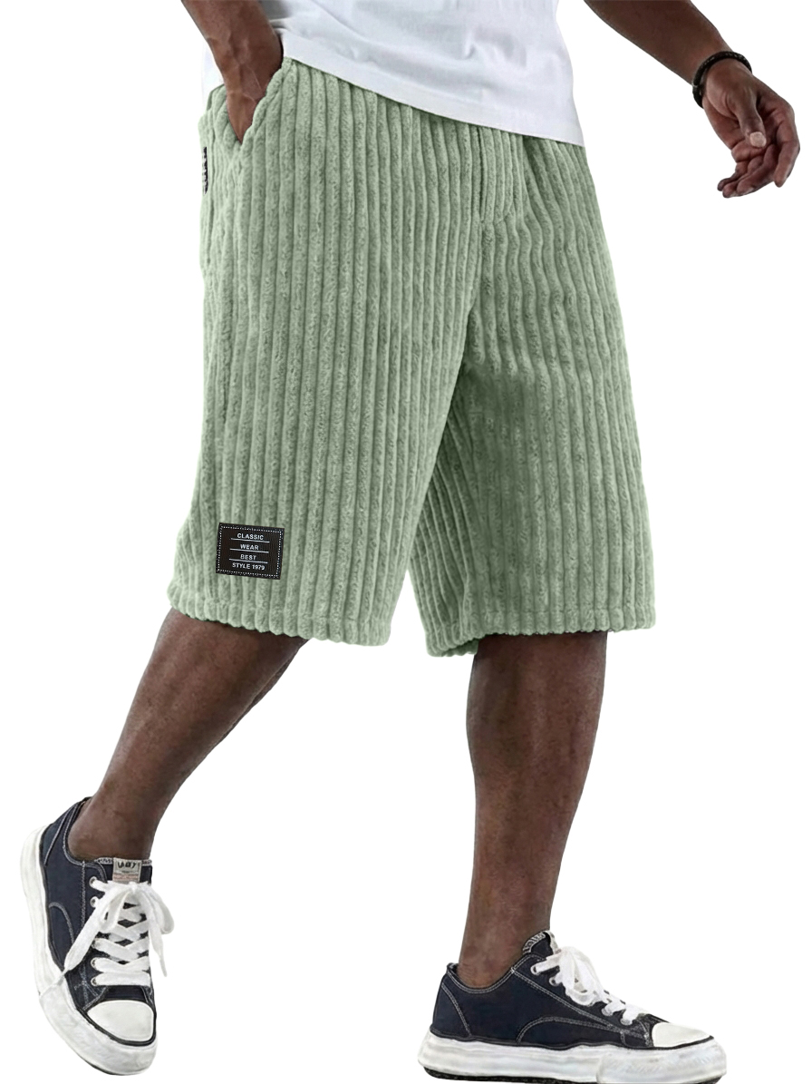 Men's Casual & Stylish Corduroy Multi-Pocket Shorts with Logo