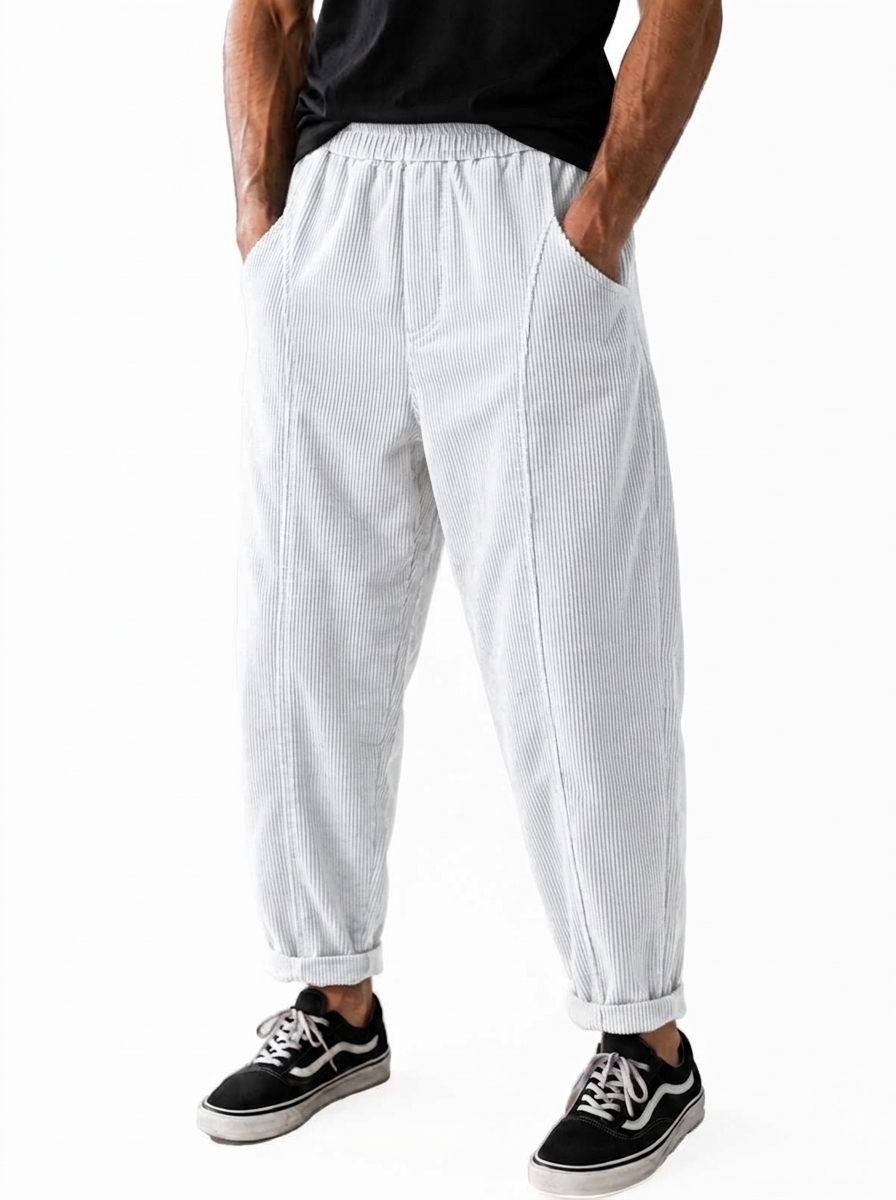 Men's Retro Corduroy Curved Casual Trousers