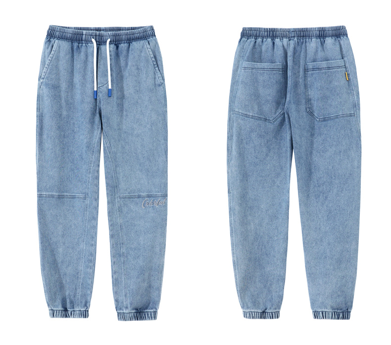 Men's 100% Cotton Vintage-Washed Distressed Multi-Pocket Loose-Fit Cuffed Casual Pants