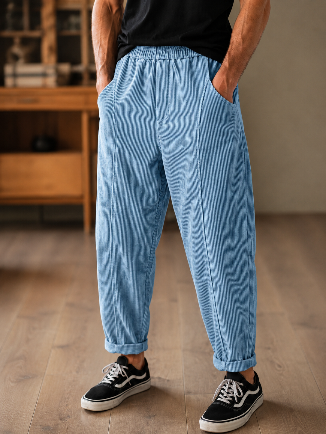 Men's Retro Corduroy Curved Casual Trousers