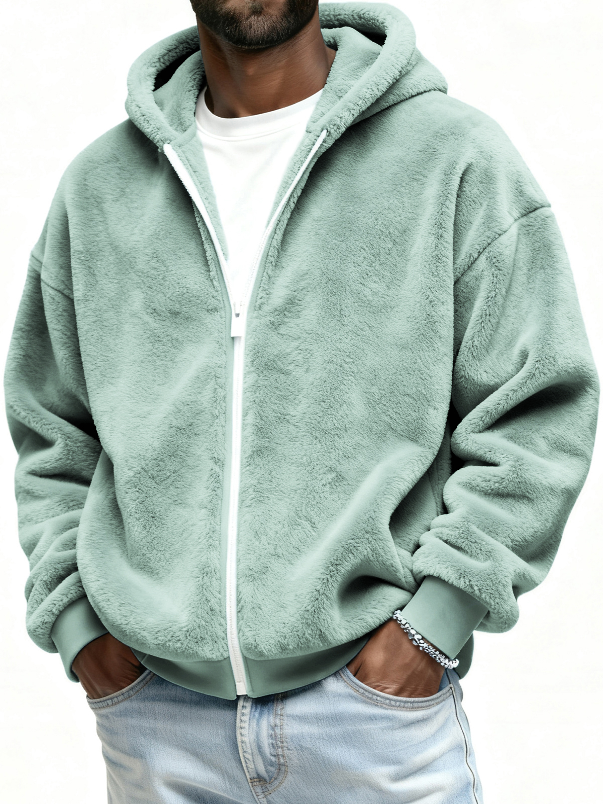 Double-faced Fleece Warm Jacket Loose Hooded Coat