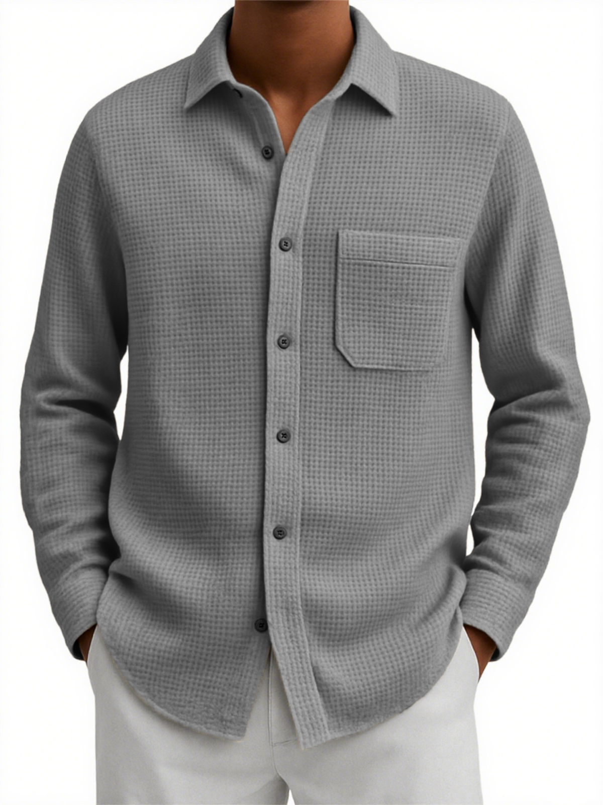 Men's Comfort Waffle Pocket Casual Shirt
