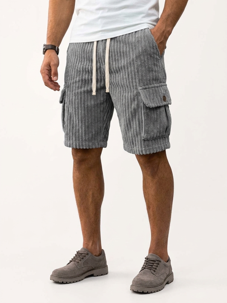 Men's Retro Corduroy Cargo Casual Shorts