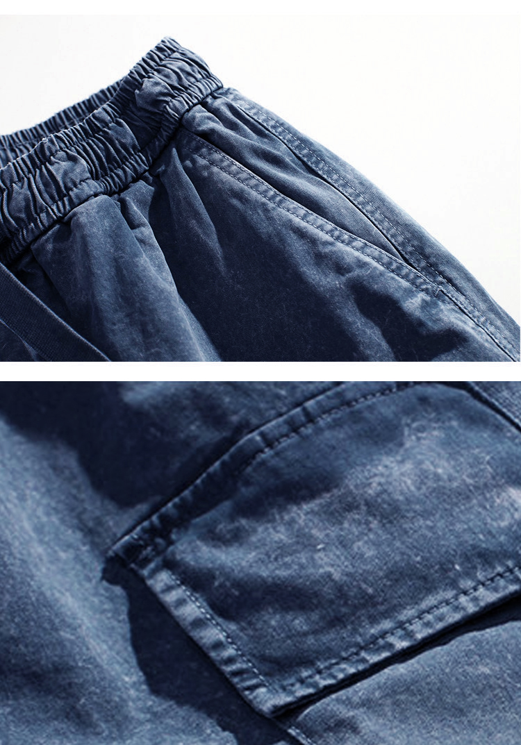 Men's Fall Washed Distressed Multi-Pocket Work Pants