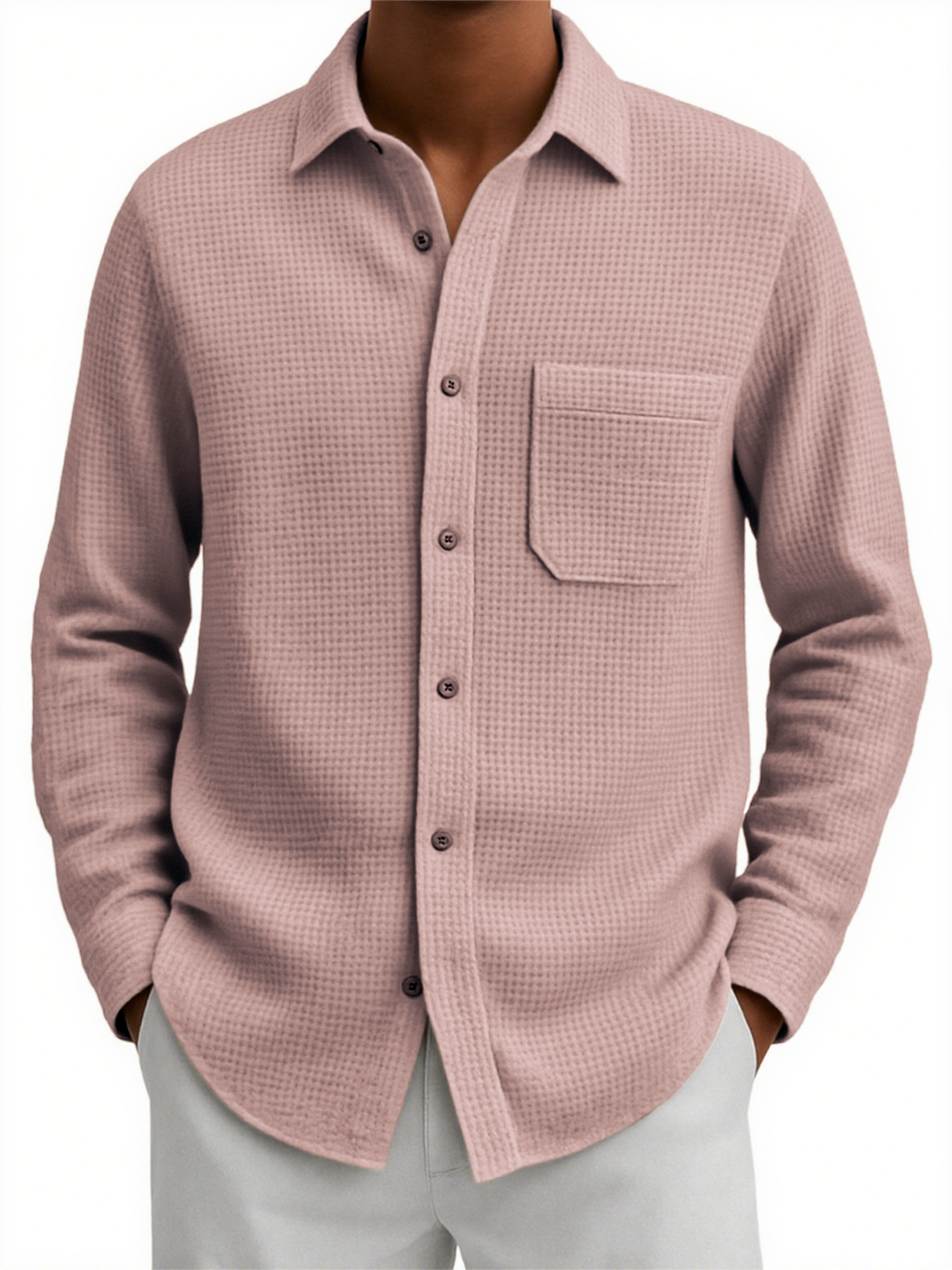 Men's Comfort Waffle Pocket Casual Shirt