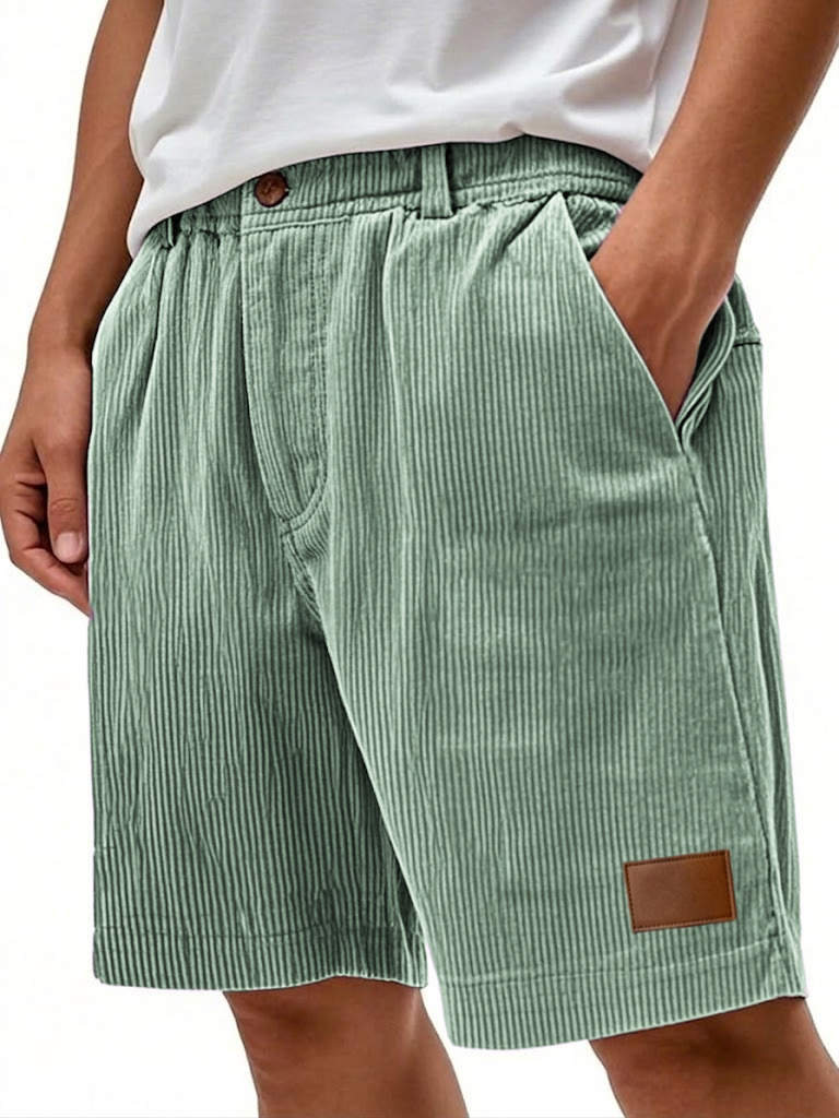 Men's Simple Ribbed Cargo Casual Shorts