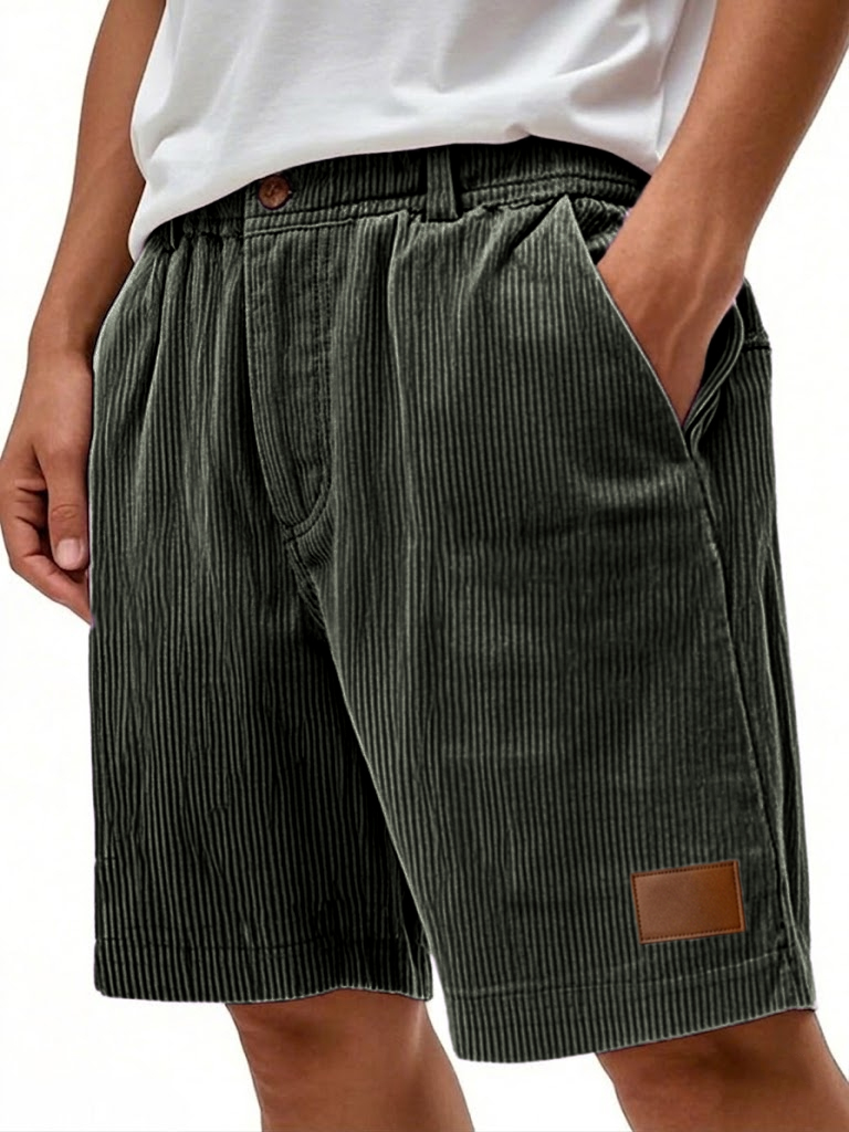 Men's Simple Ribbed Cargo Casual Shorts