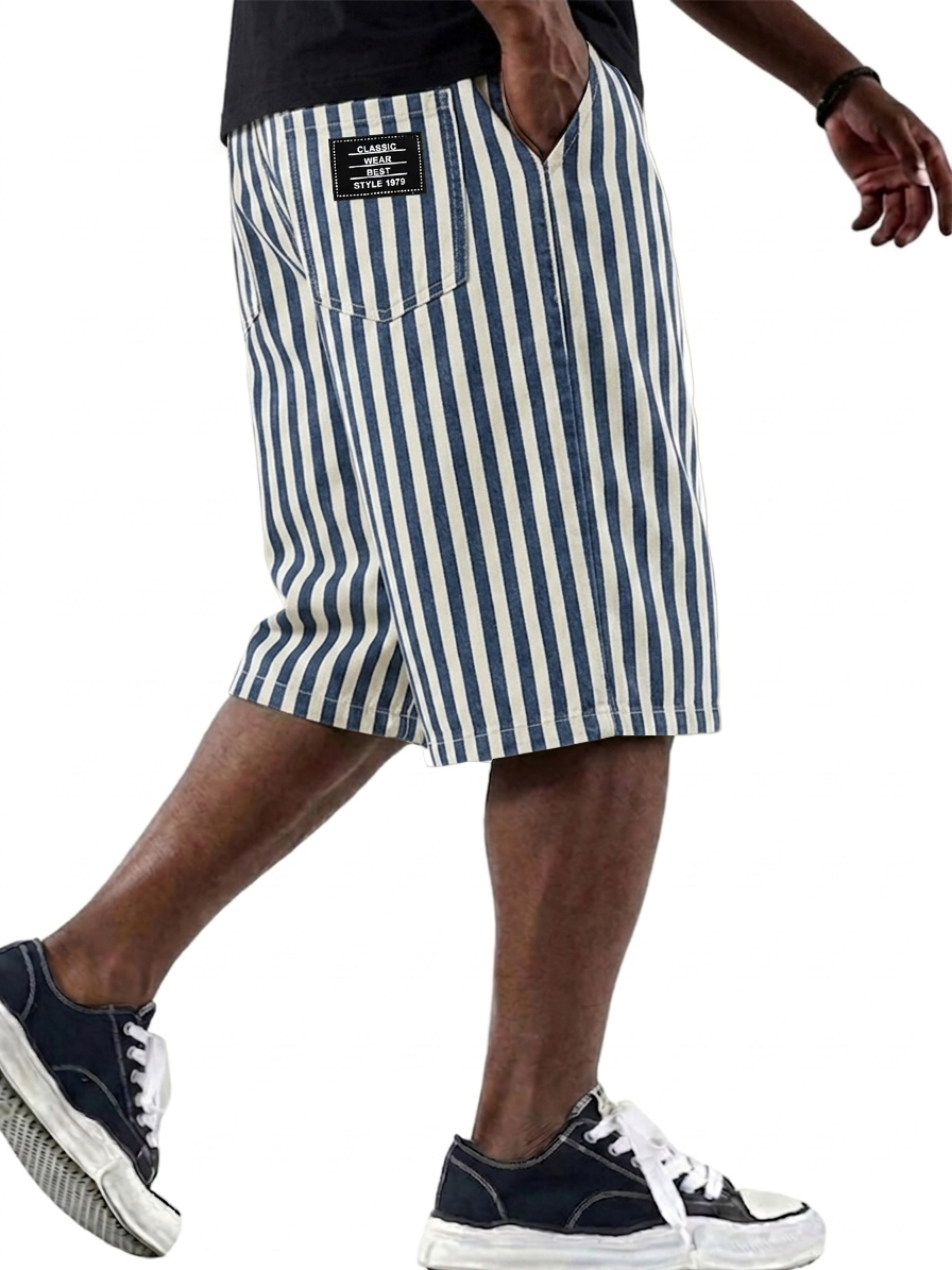 Fashionable and Versatile Striped Basic Shorts
