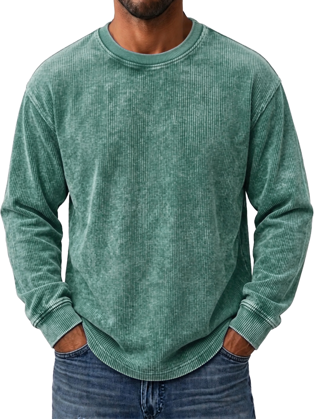 Men's Retro Corduroy Simple Casual Long-Sleeve T-Shirt
