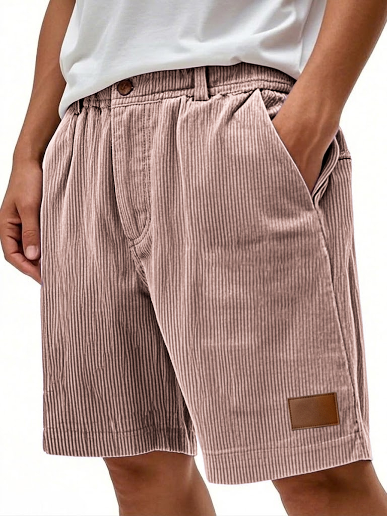 Men's Simple Ribbed Cargo Casual Shorts