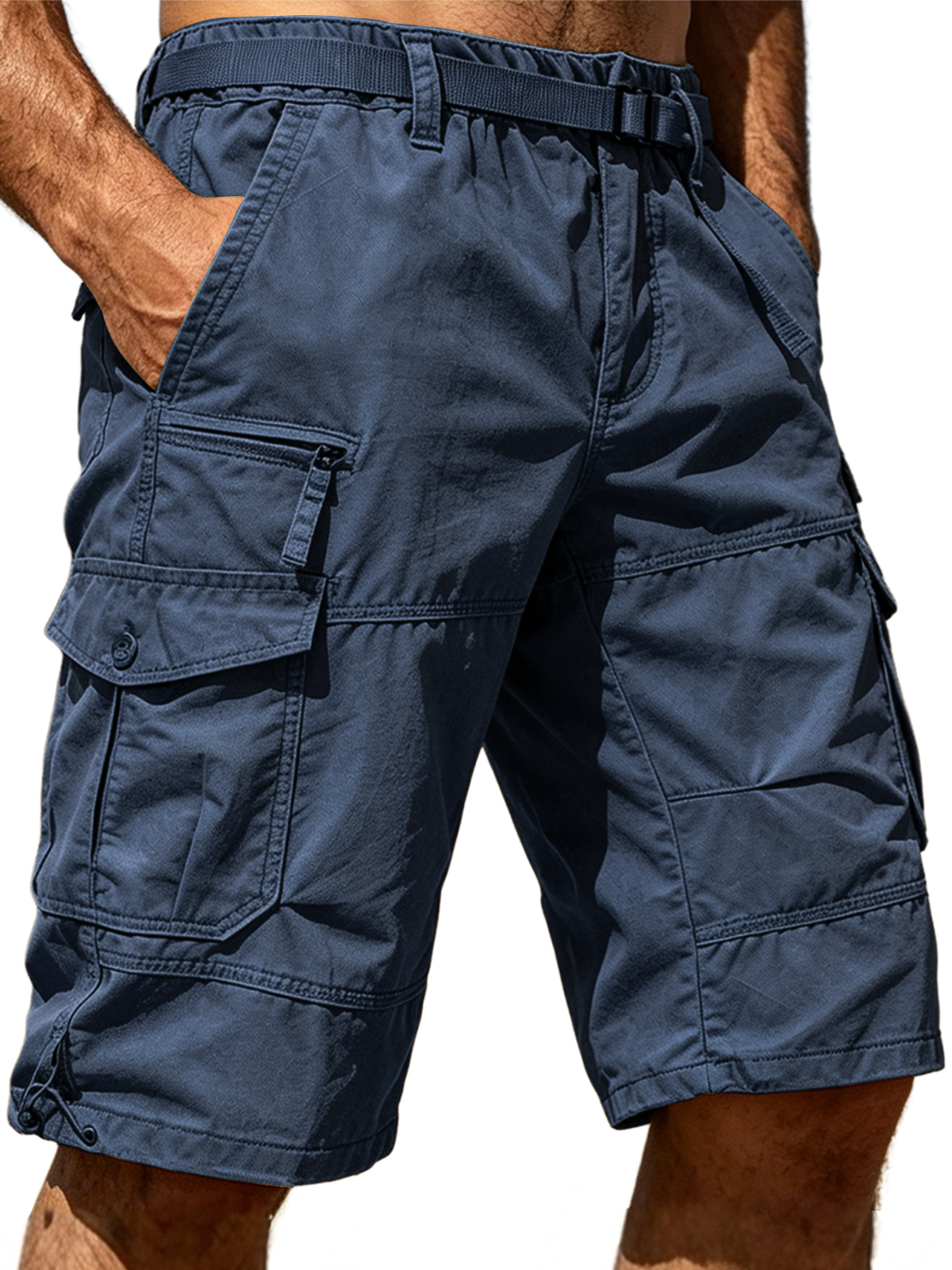 100% Cotton Multi-Pocket Cargo Shorts