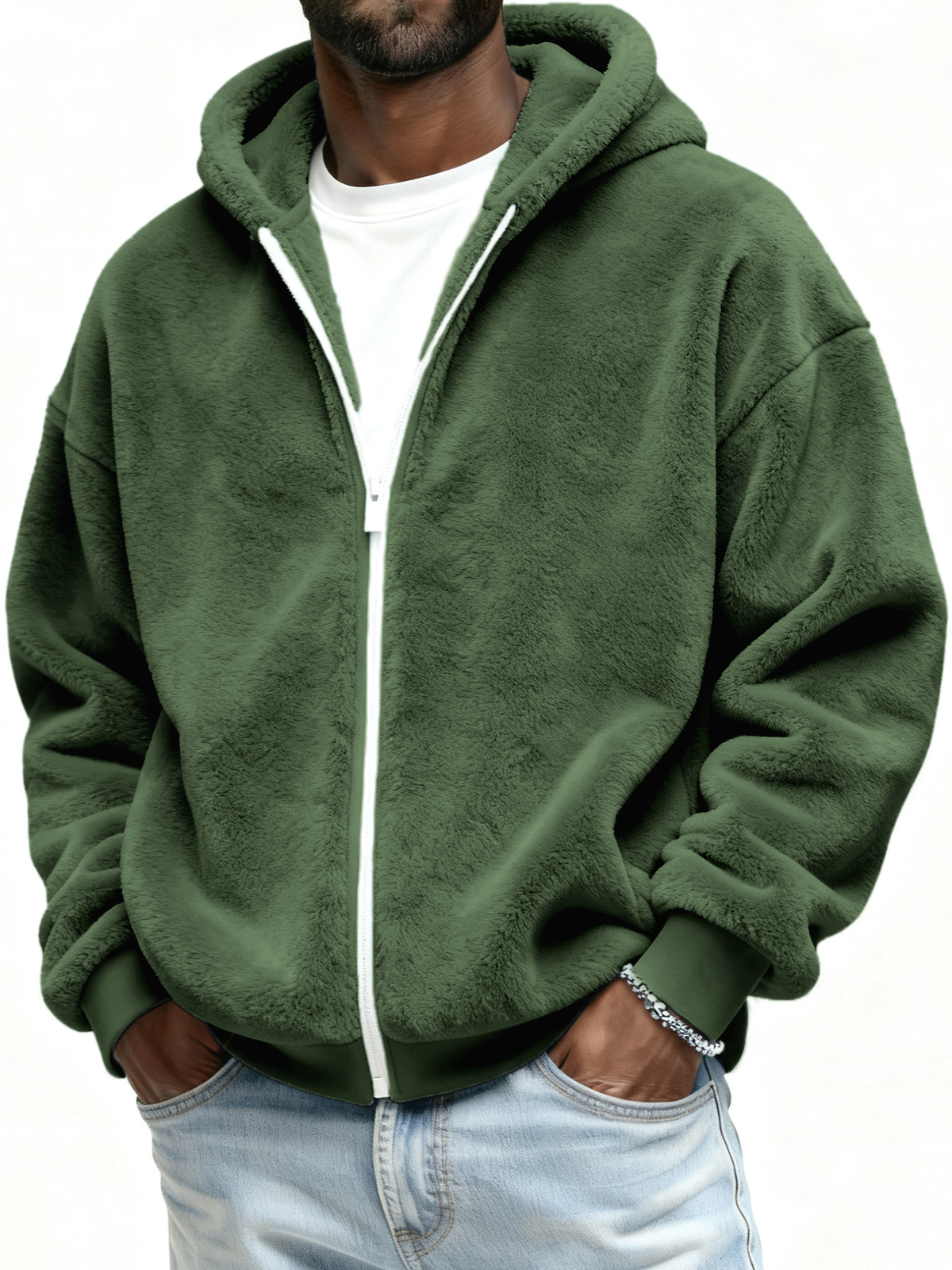 Double-faced Fleece Warm Jacket Loose Hooded Coat