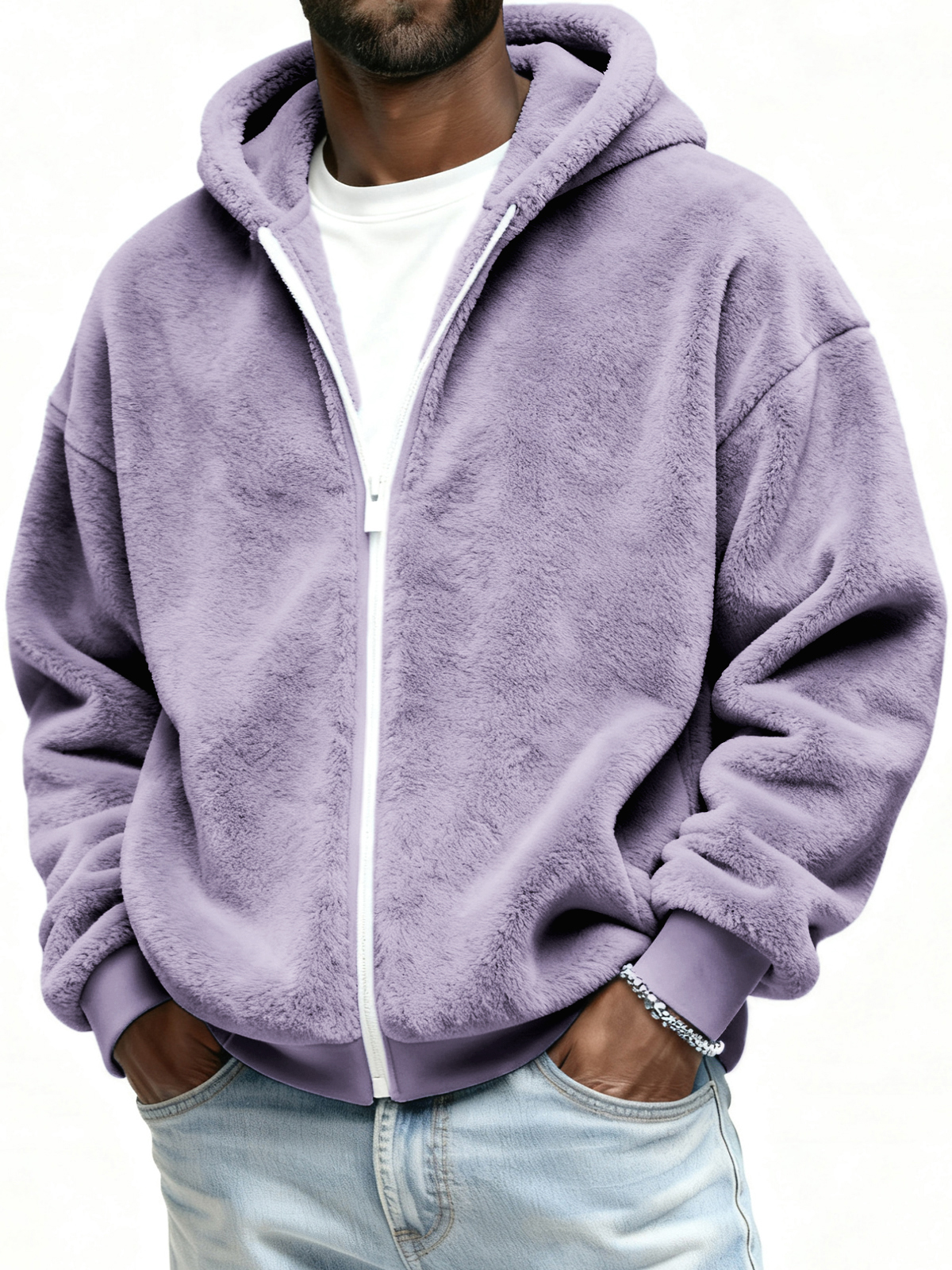 Double-faced Fleece Warm Jacket Loose Hooded Coat