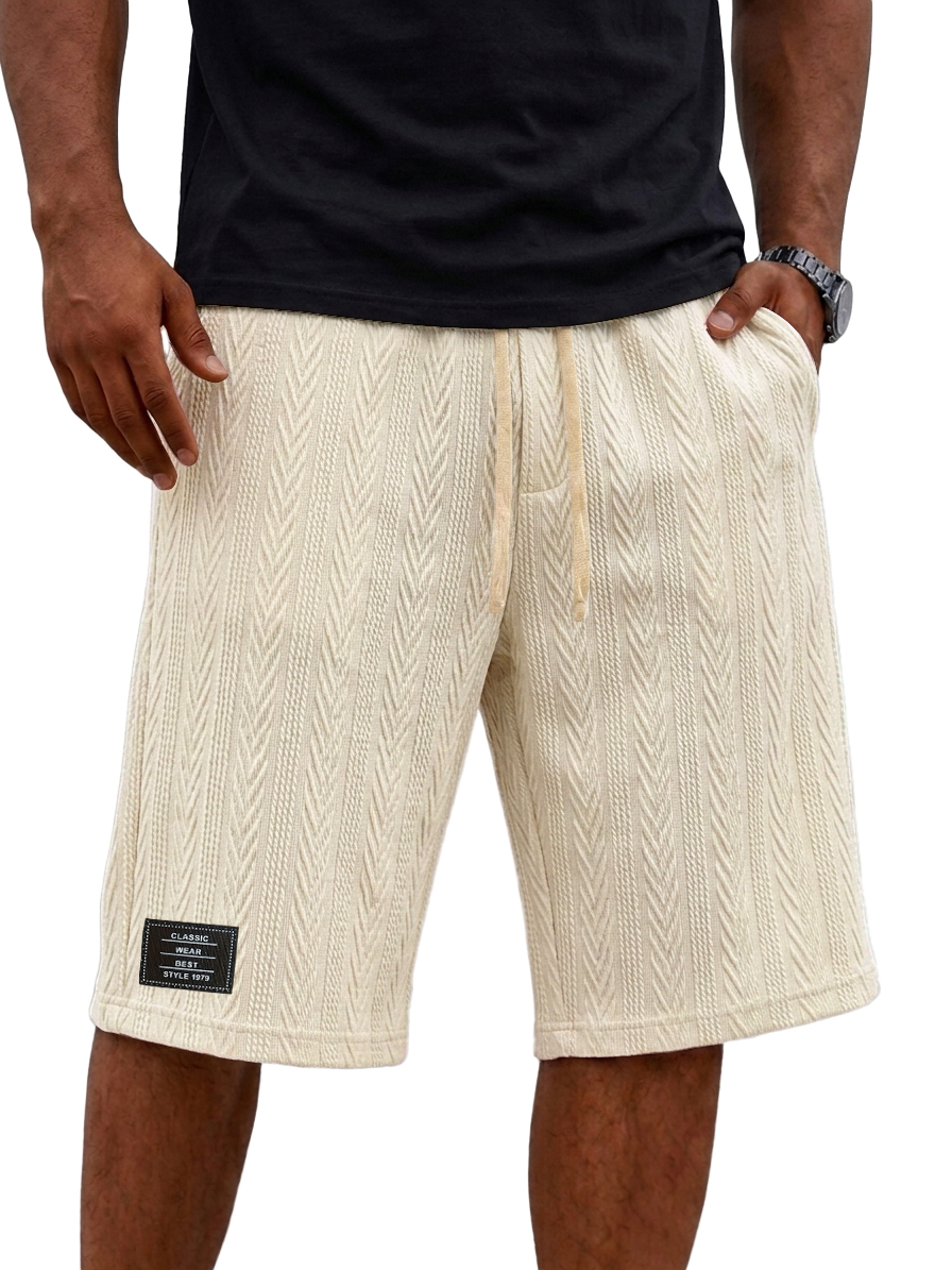 Men's Jacquard Striped Embroidered Logo Casual Shorts