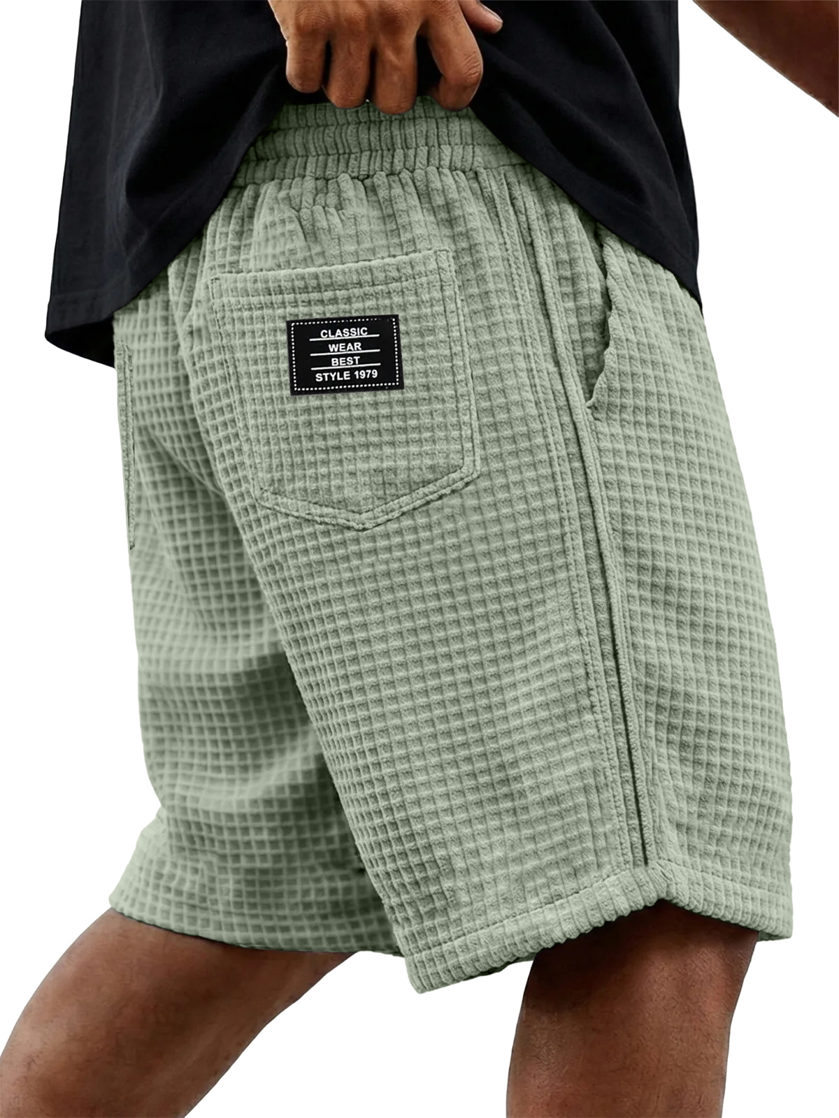 Men's Basic Casual Comfortable Waffle Knit Multi Pocket Shorts