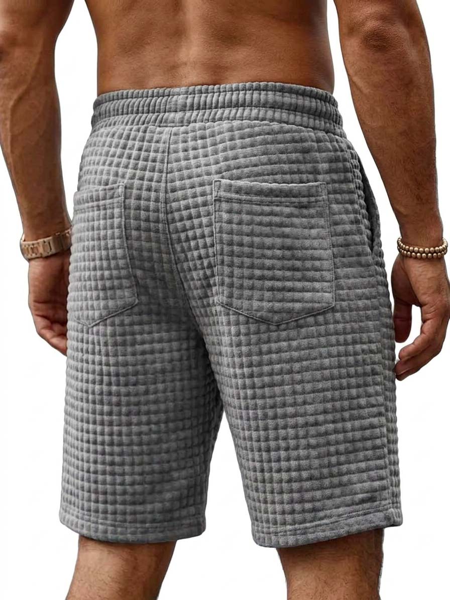 Men's Retro Waffle Embroidered Logo Casual Shorts