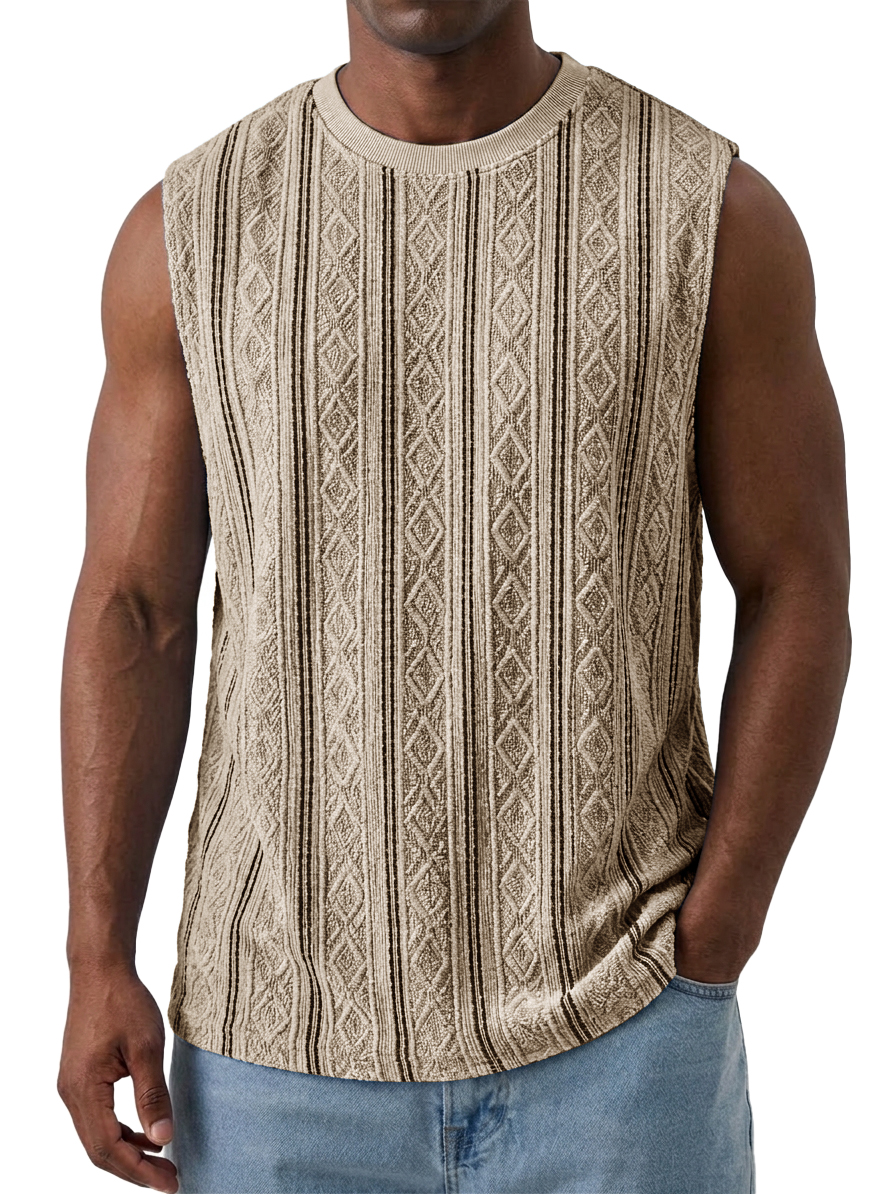 Men's Casual Textured Breathable Crew Neck Sleeveless Vest