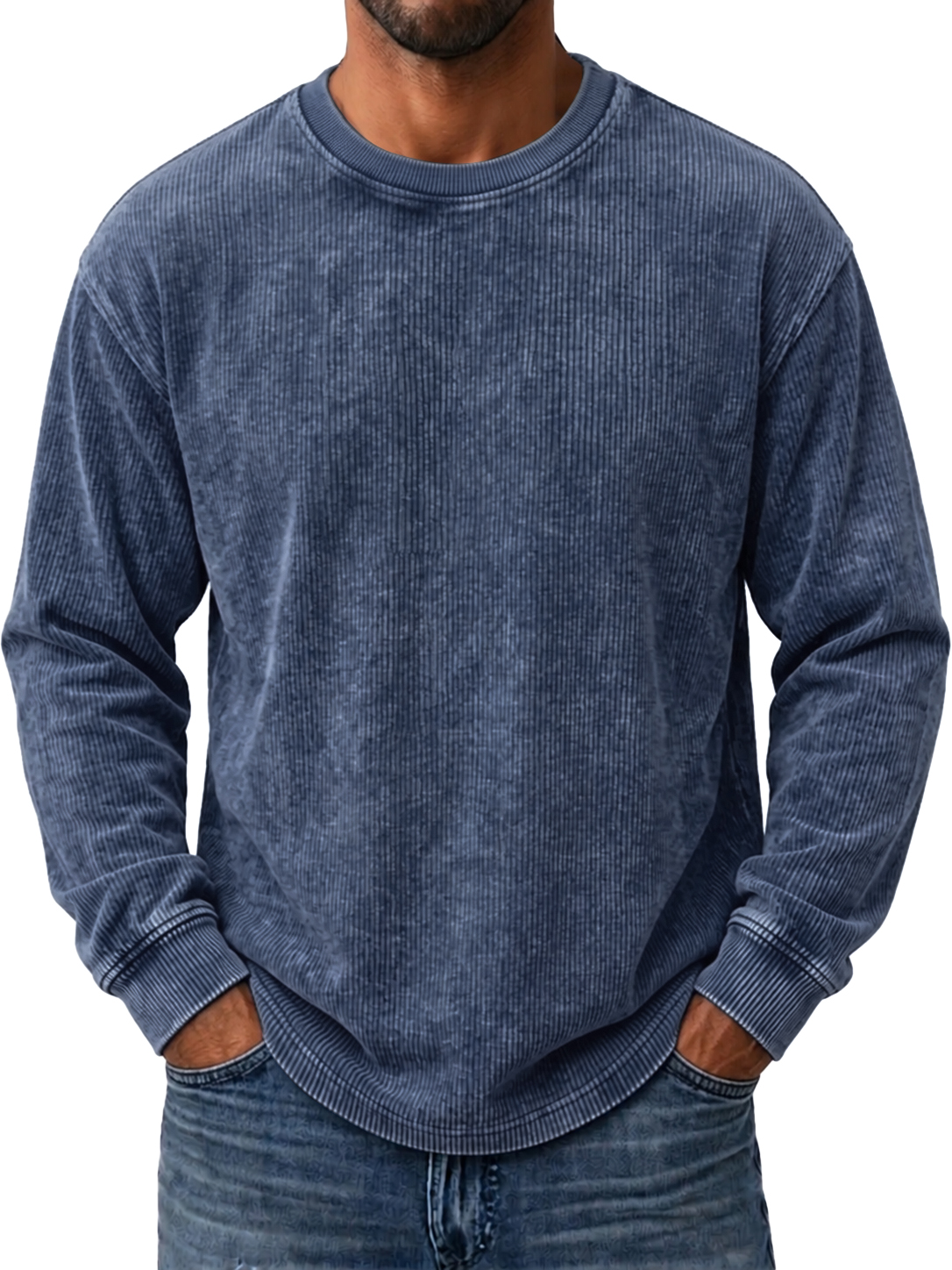 Men's Retro Corduroy Simple Casual Long-Sleeve T-Shirt