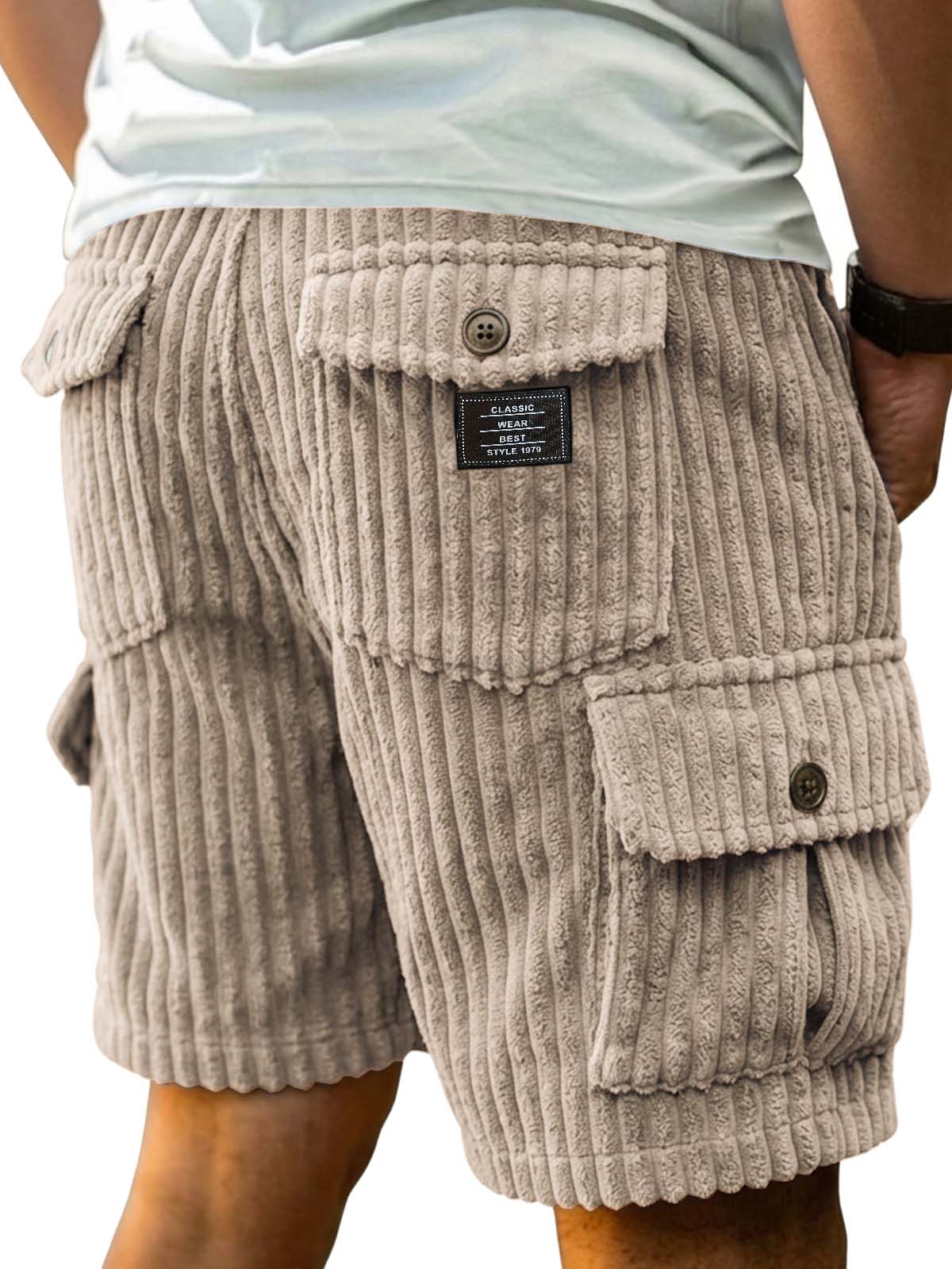 Men's Retro Corduroy Cargo Casual Shorts