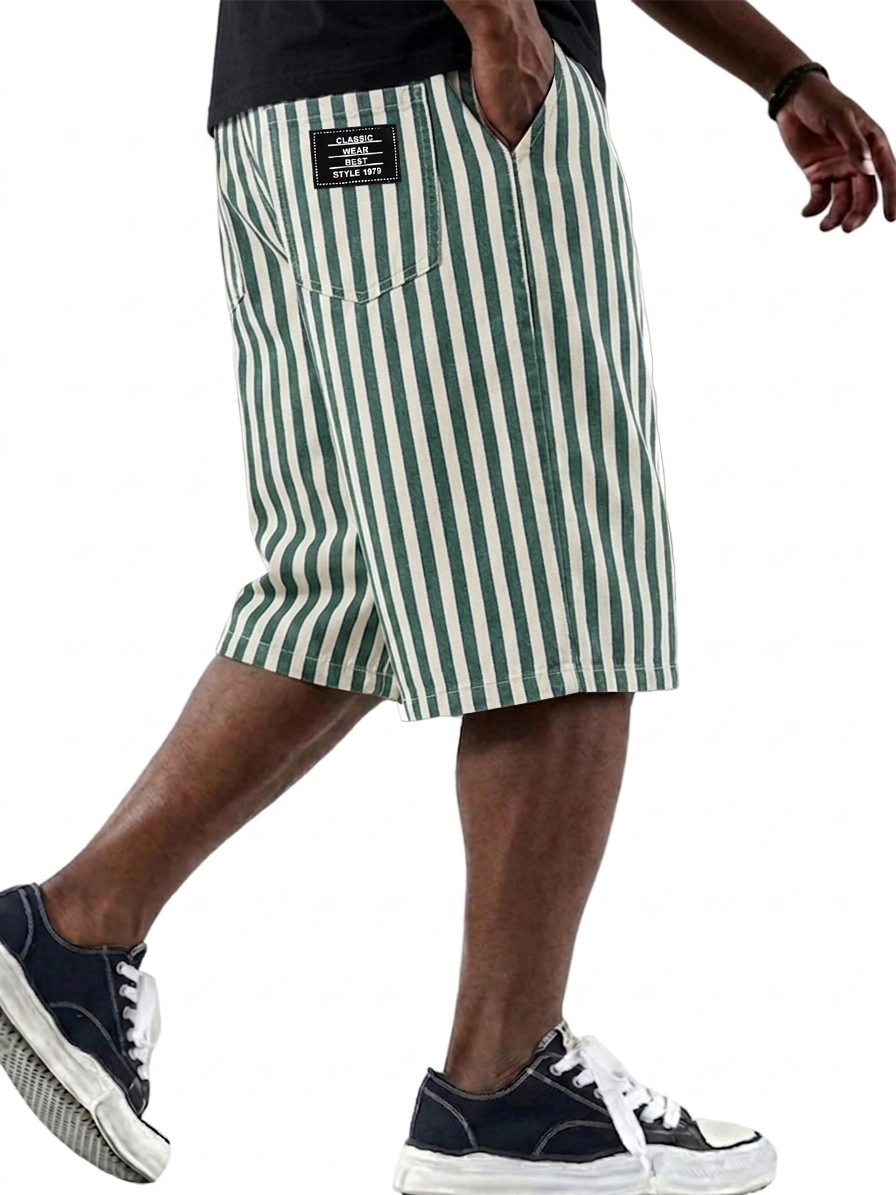 Fashionable and Versatile Striped Basic Shorts