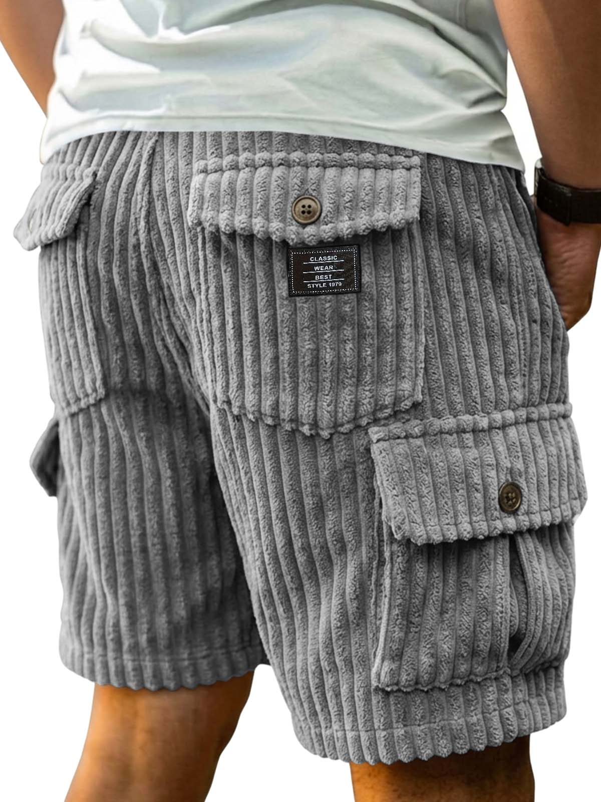 Men's Retro Corduroy Cargo Casual Shorts