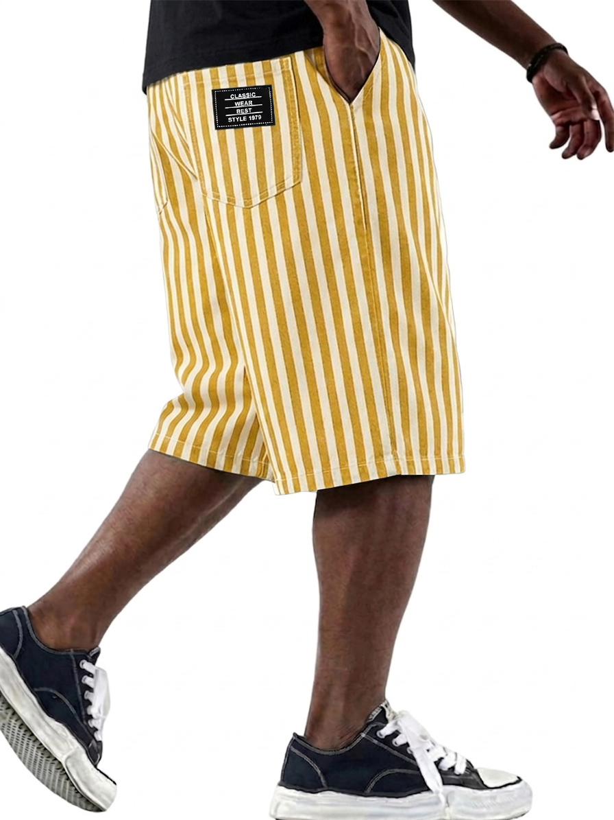Fashionable and Versatile Striped Basic Shorts