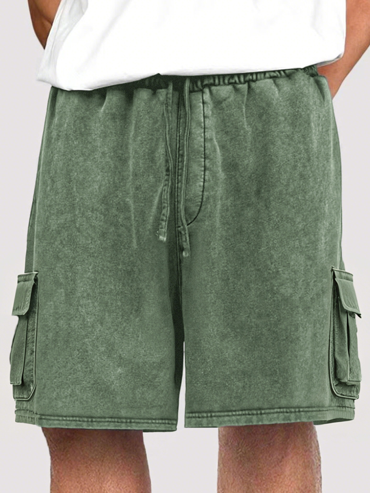 Men's Dyed Stylish Cargo Shorts With Lace-up And Multiple Pockets Stretch Shorts