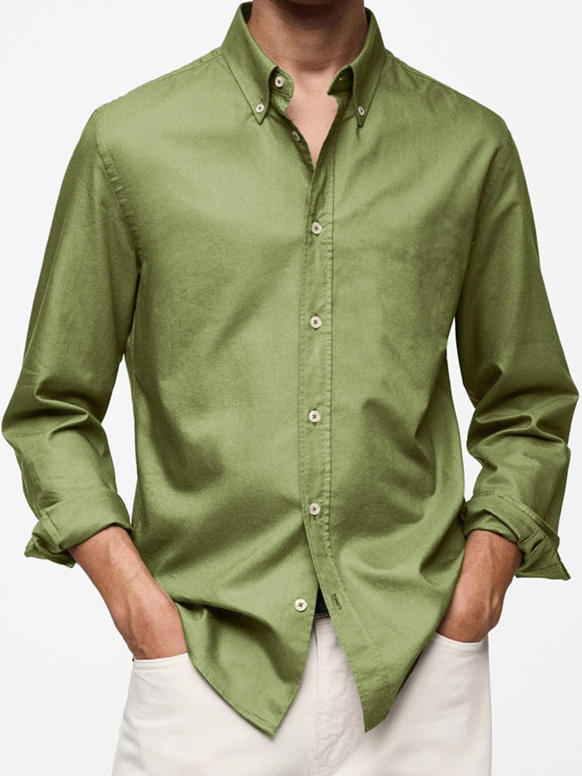 Men's Vintage Cotton Basic Casual Long Sleeve Everyday Lapel Button Shirt