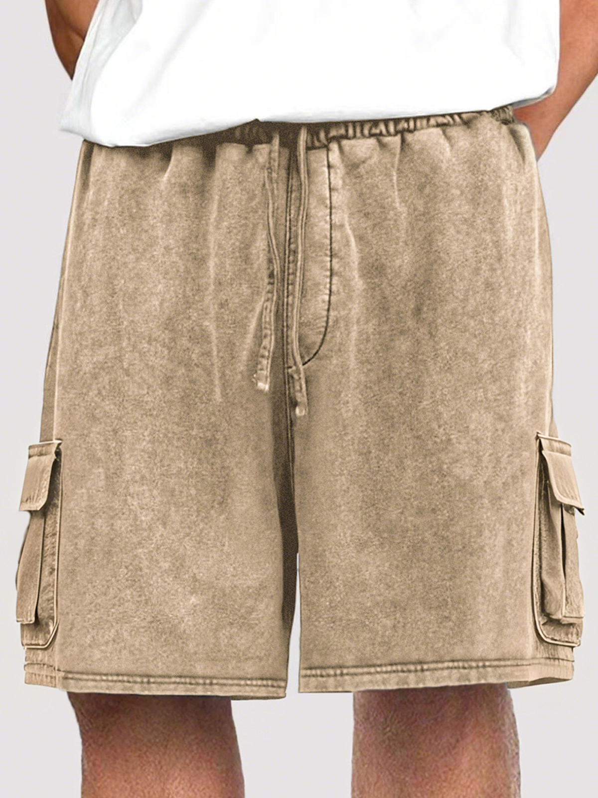 Men's Dyed Stylish Cargo Shorts With Lace-up And Multiple Pockets Stretch Shorts