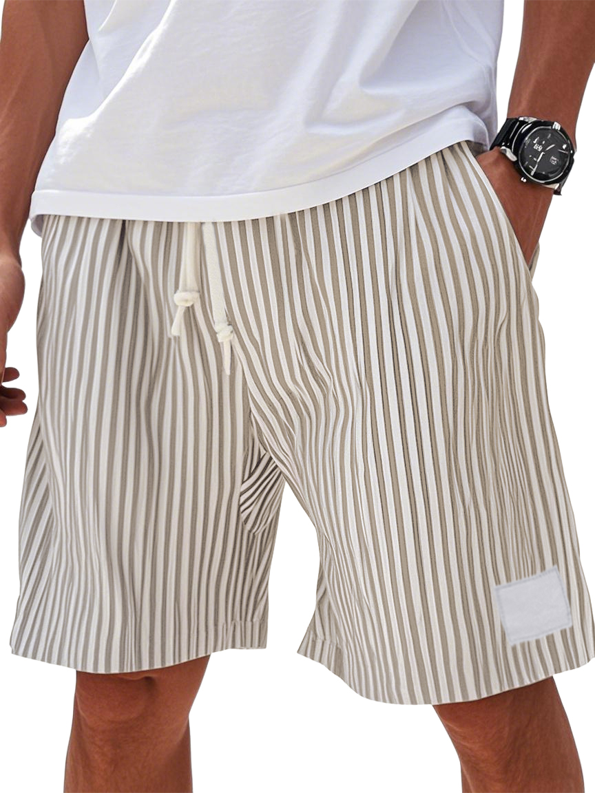 Mens Summer Stripe Logo Pocket Beach Casual Shorts