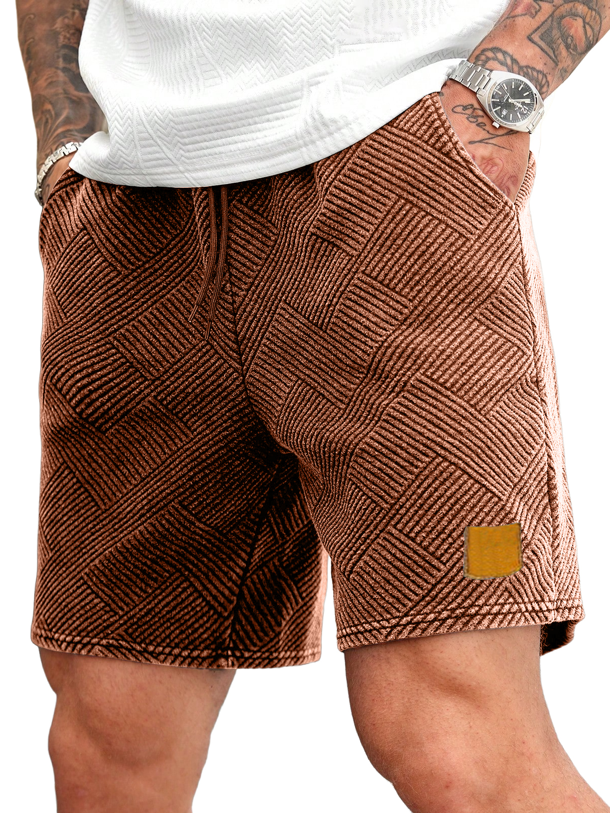 Men's Geometric Pattern Logo Texture Casual All-match Shorts