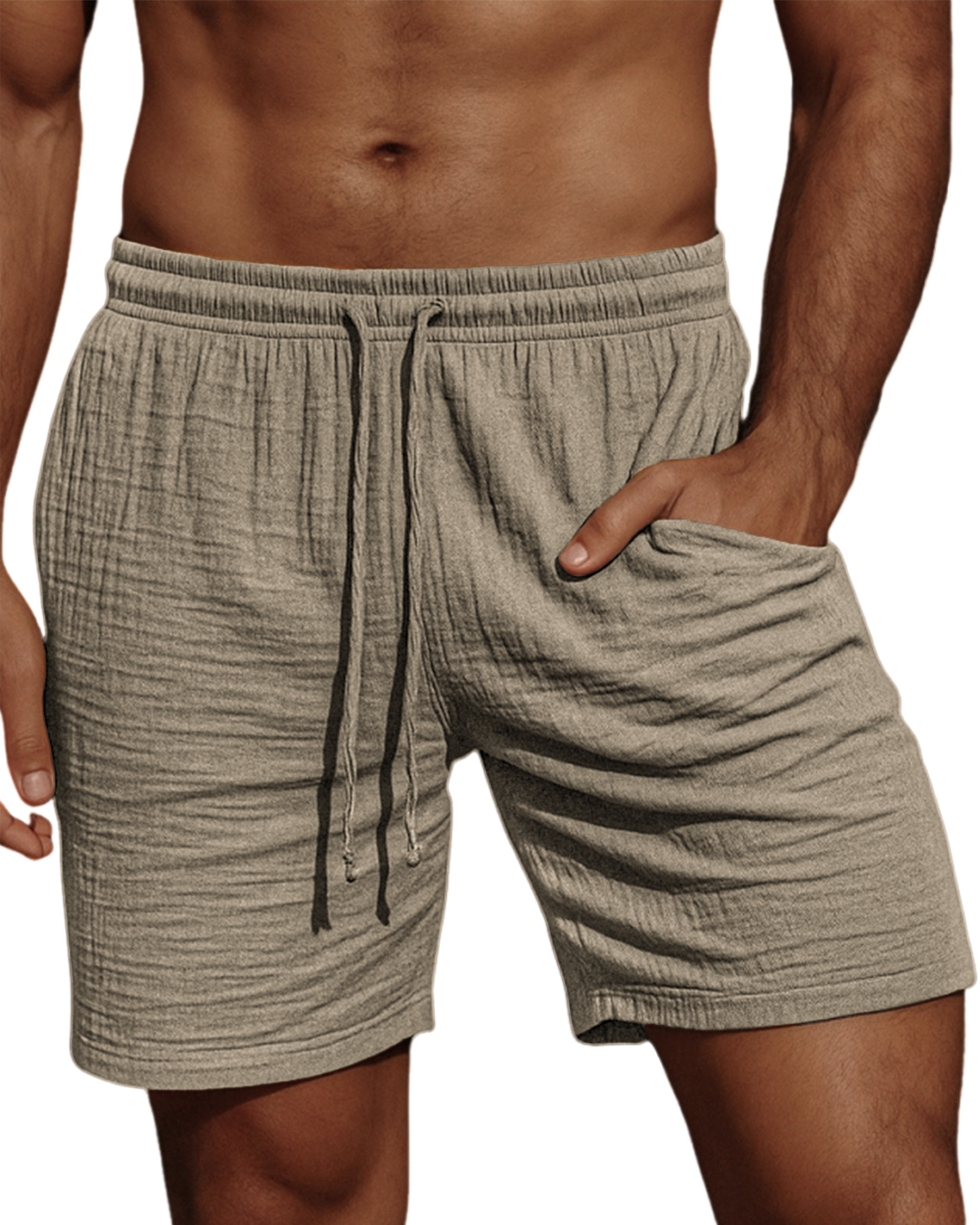 Men's Comfortable Crepe Texture Resort Casual Lace-Up Shorts
