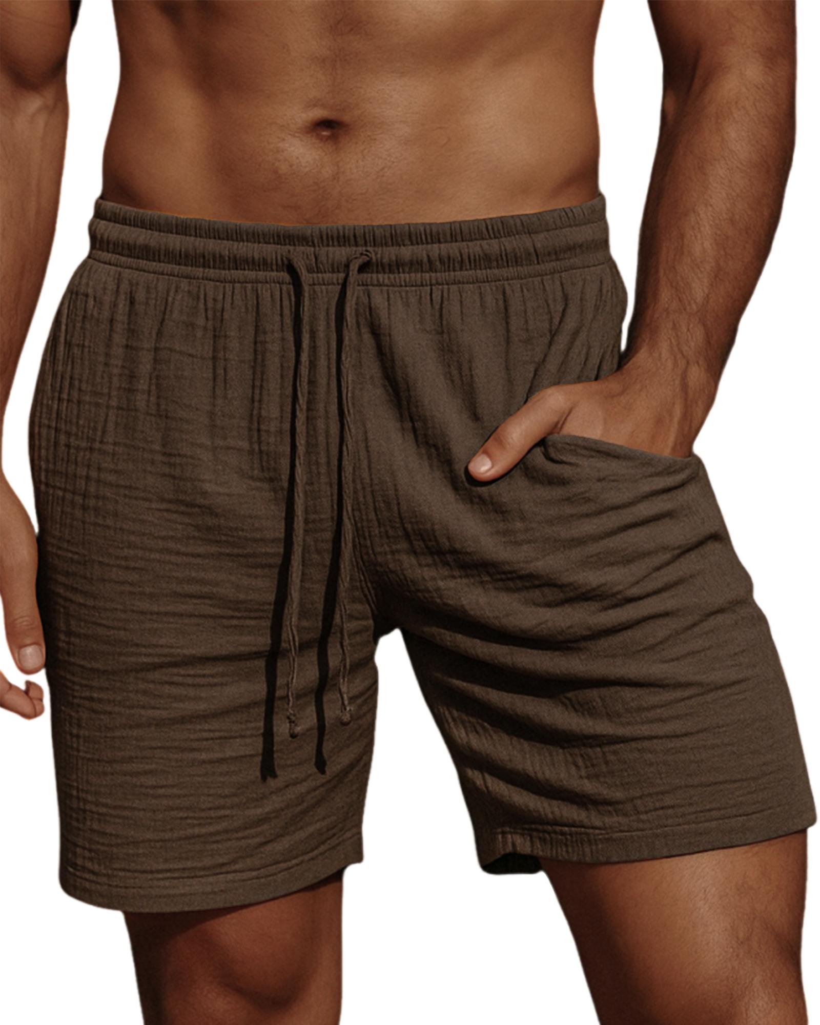 Men's Comfortable Crepe Texture Resort Casual Lace-Up Shorts