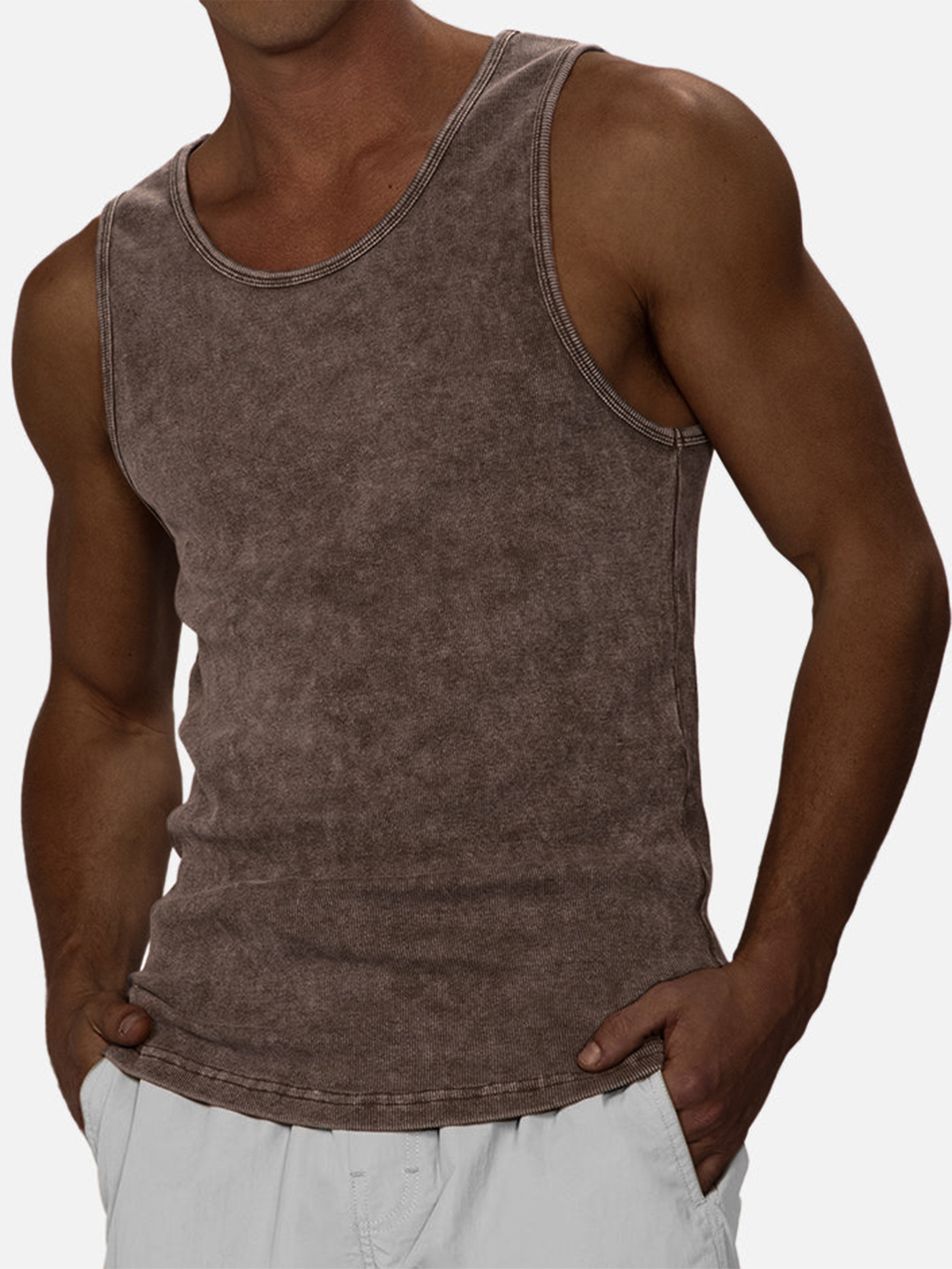Men's Distressed Retro Casual Pullover Sleeveless T-Shirt Vest