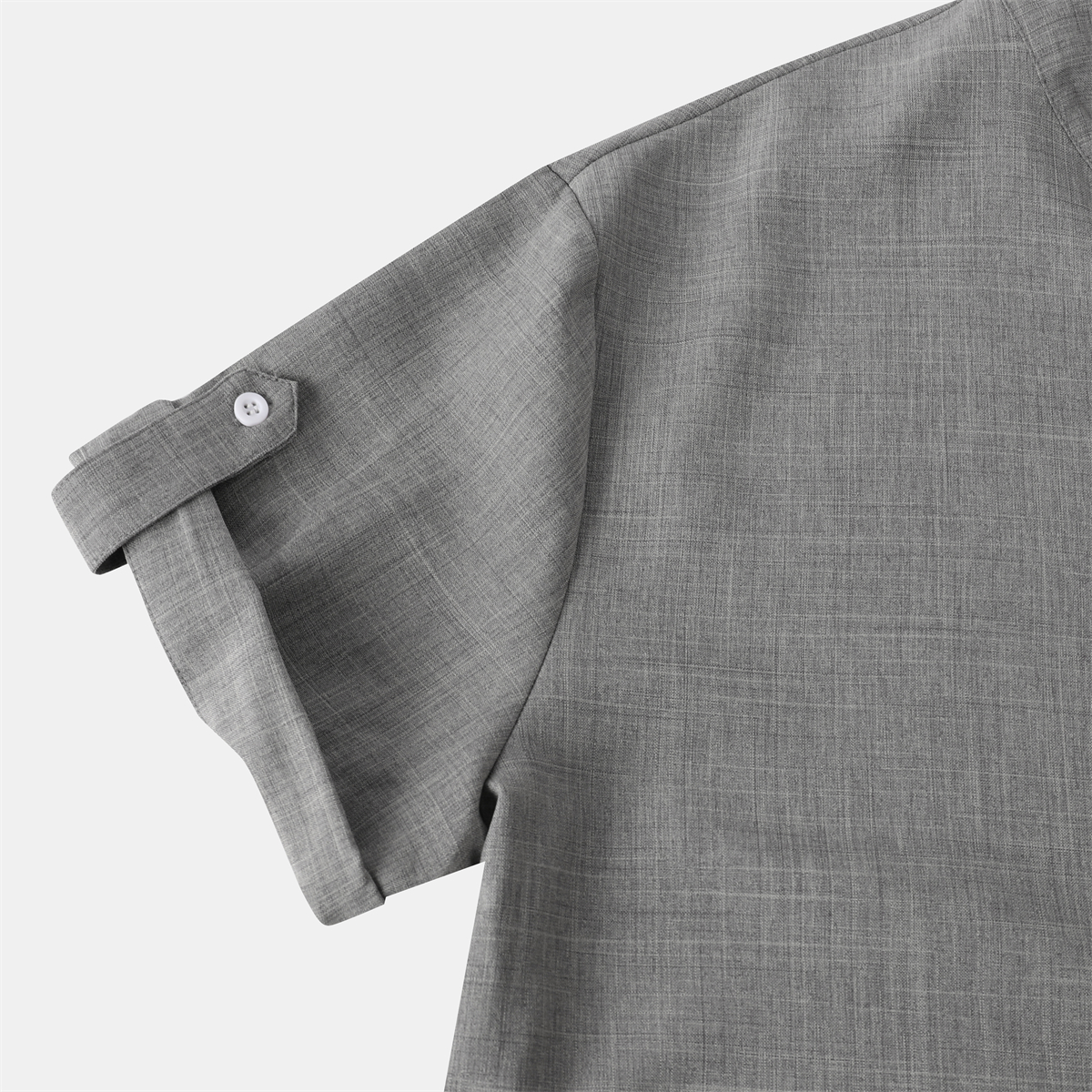 Men's Cotton And Linen Stand Collar Basic Casual Short-sleeved Shirt