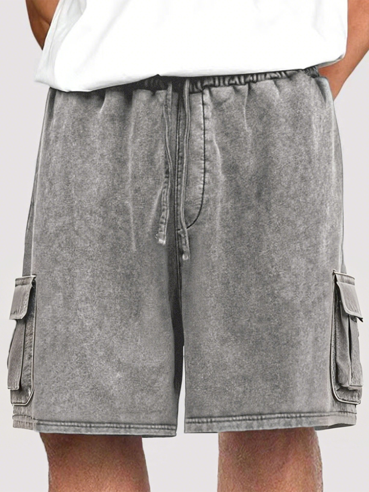 Men's Dyed Stylish Cargo Shorts With Lace-up And Multiple Pockets Stretch Shorts