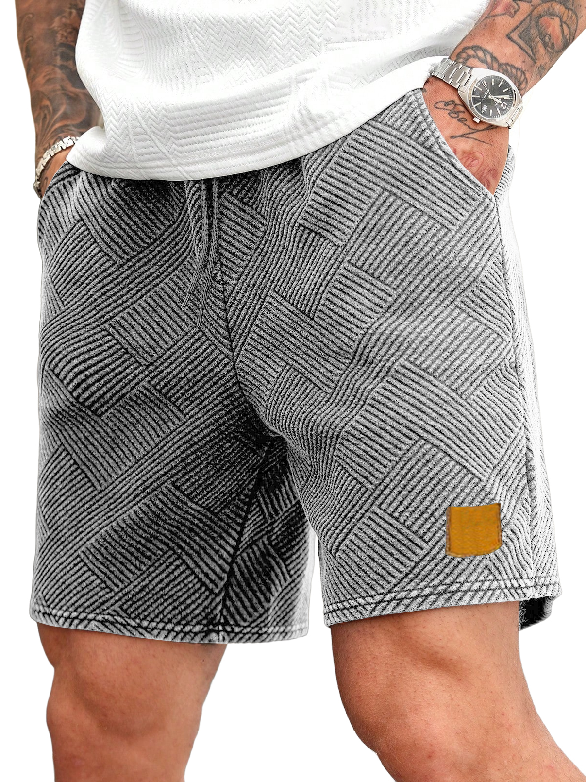 Men's Geometric Pattern Logo Texture Casual All-match Shorts