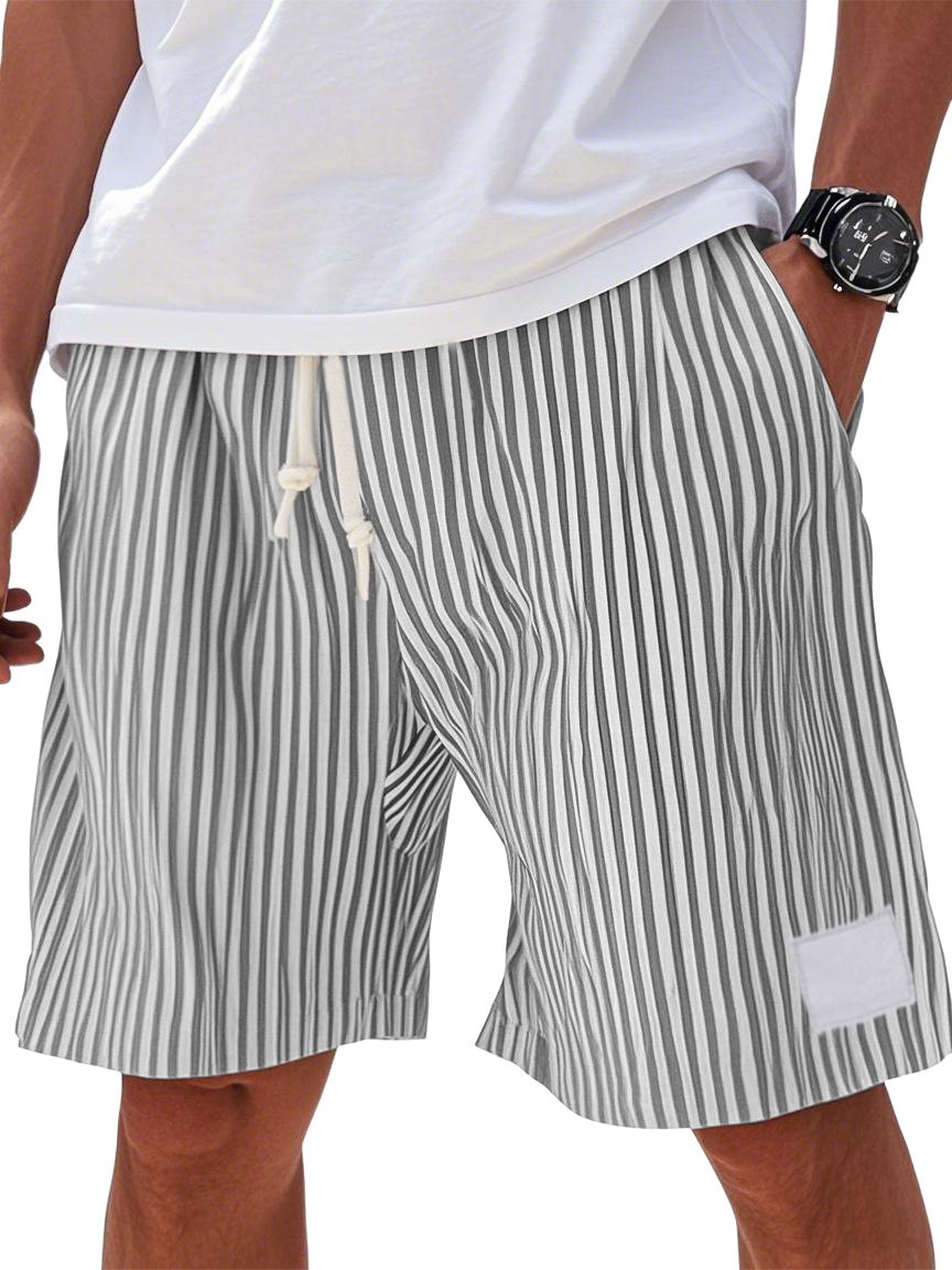 Mens Summer Stripe Logo Pocket Beach Casual Shorts