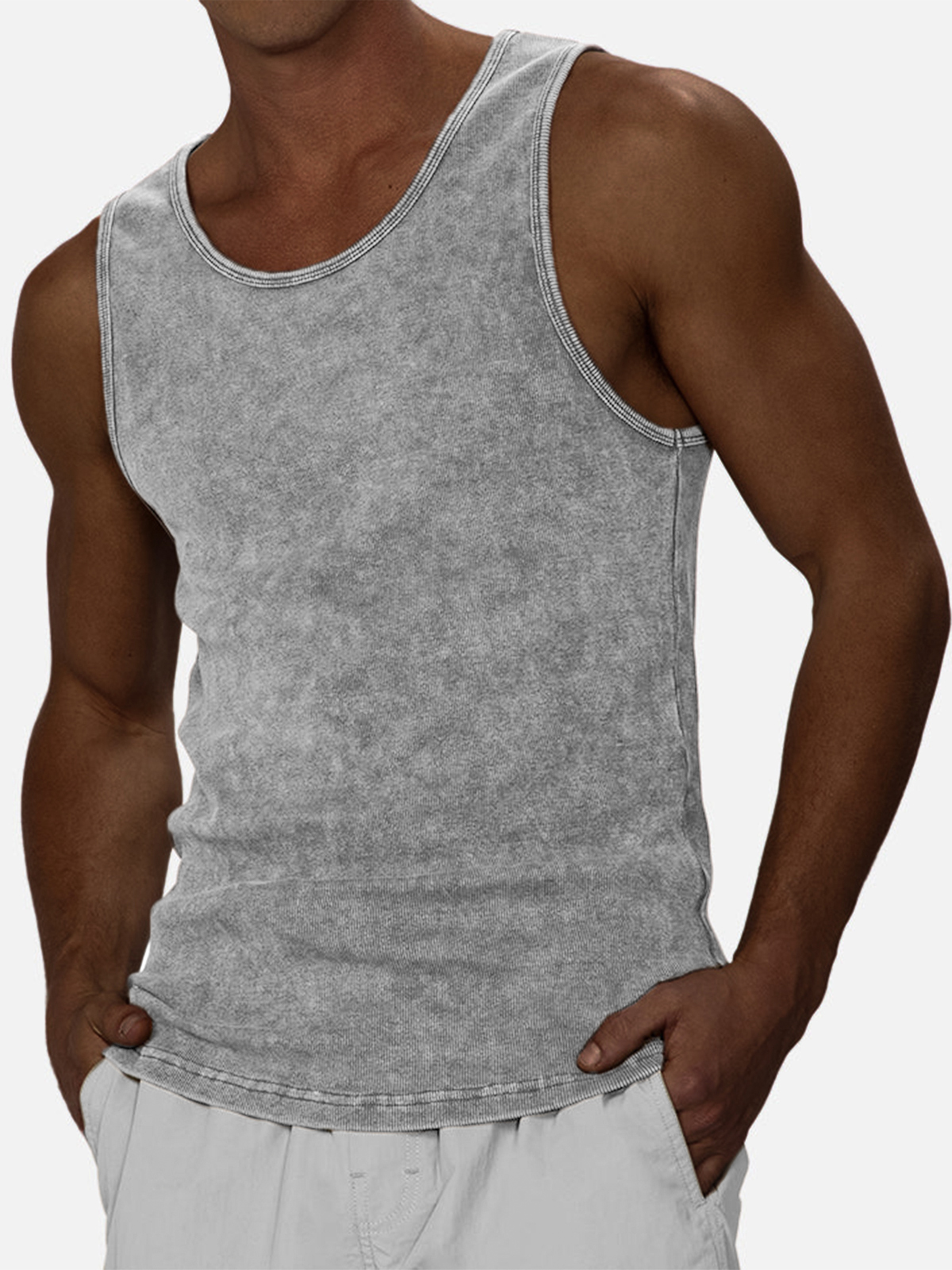 Men's Distressed Retro Casual Pullover Sleeveless T-Shirt Vest