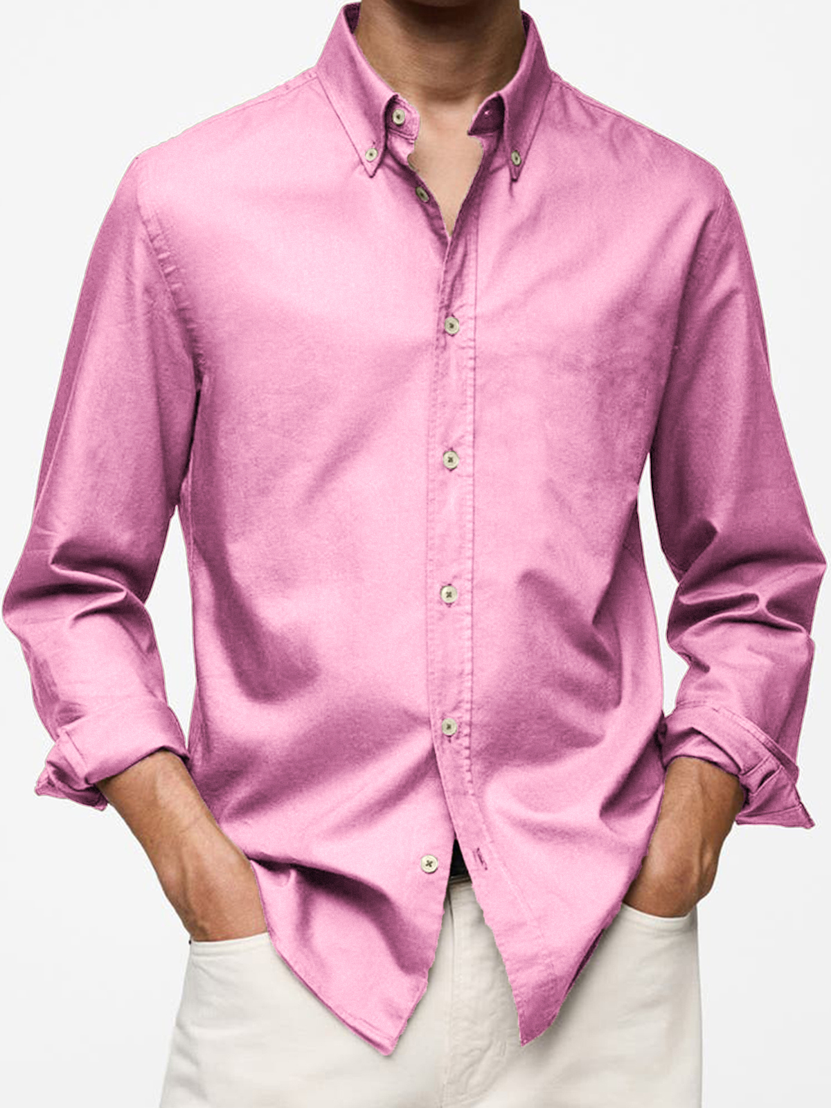 Men's Vintage Cotton Basic Casual Long Sleeve Everyday Lapel Button Shirt