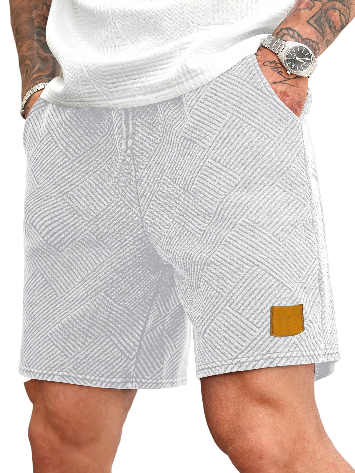Men's Geometric Pattern Logo Texture Casual All-match Shorts