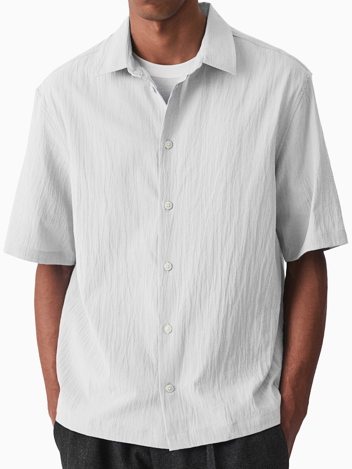 Men's Comfortable Pleated Casual Short-sleeved Basic Shirt