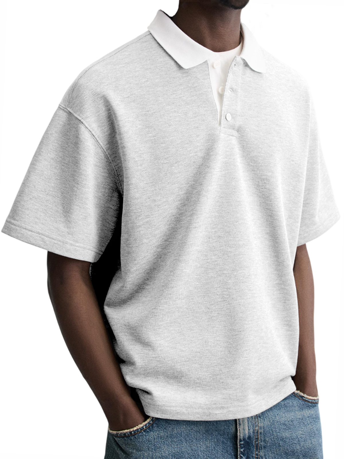 Men's Contrast Collar Everyday Piqué Cotton Casual Button-down Lapel Short-sleeved POLO Shirt