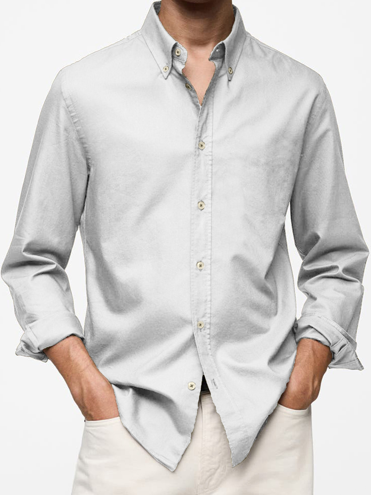 Men's Vintage Cotton Basic Casual Long Sleeve Everyday Lapel Button Shirt