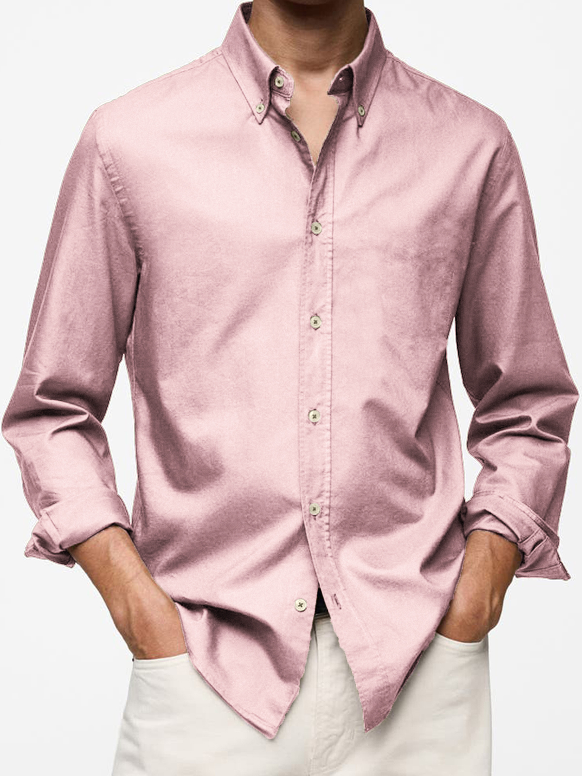 Men's Vintage Cotton Basic Casual Long Sleeve Everyday Lapel Button Shirt