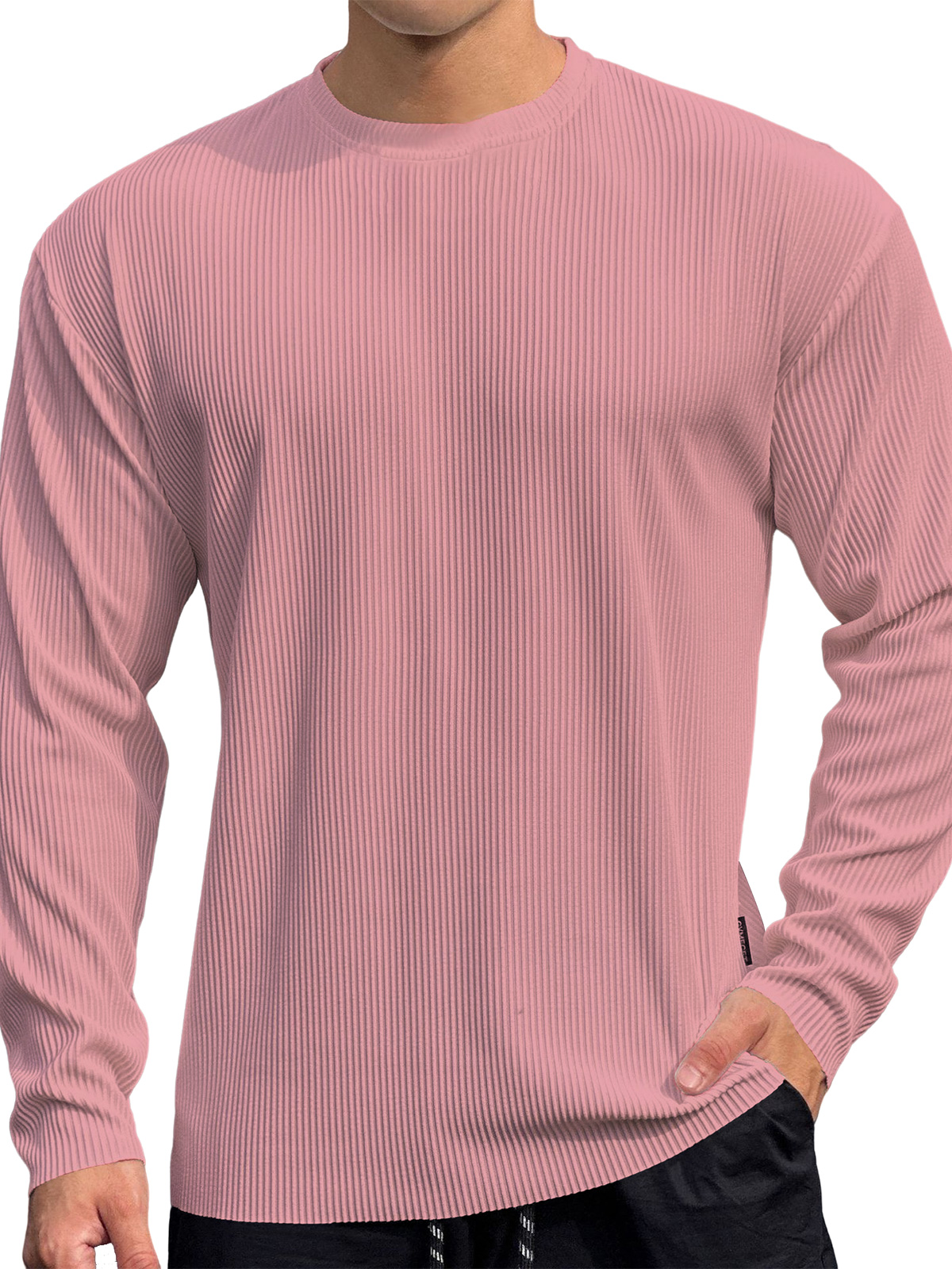 Men's Casual Round Neck Striped Loose Large Size T-Shirt