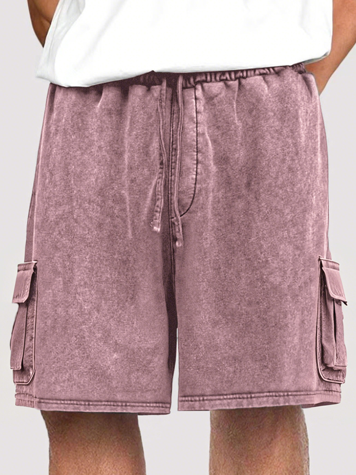 Men's Dyed Stylish Cargo Shorts With Lace-up And Multiple Pockets Stretch Shorts