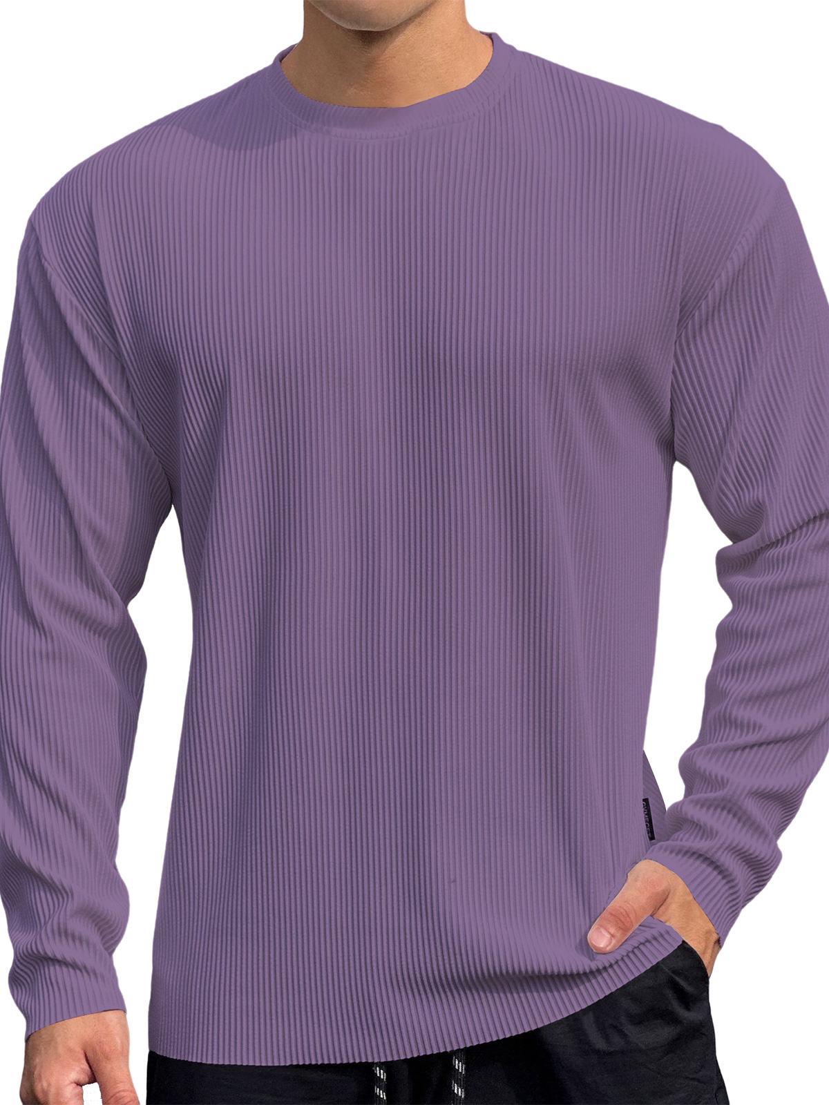 Men's Casual Round Neck Striped Loose Large Size T-Shirt