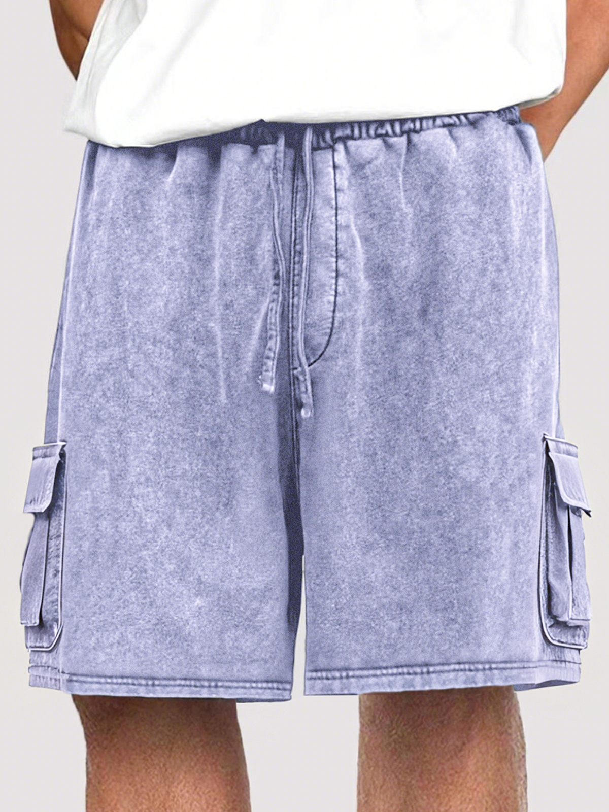 Men's Dyed Stylish Cargo Shorts With Lace-up And Multiple Pockets Stretch Shorts